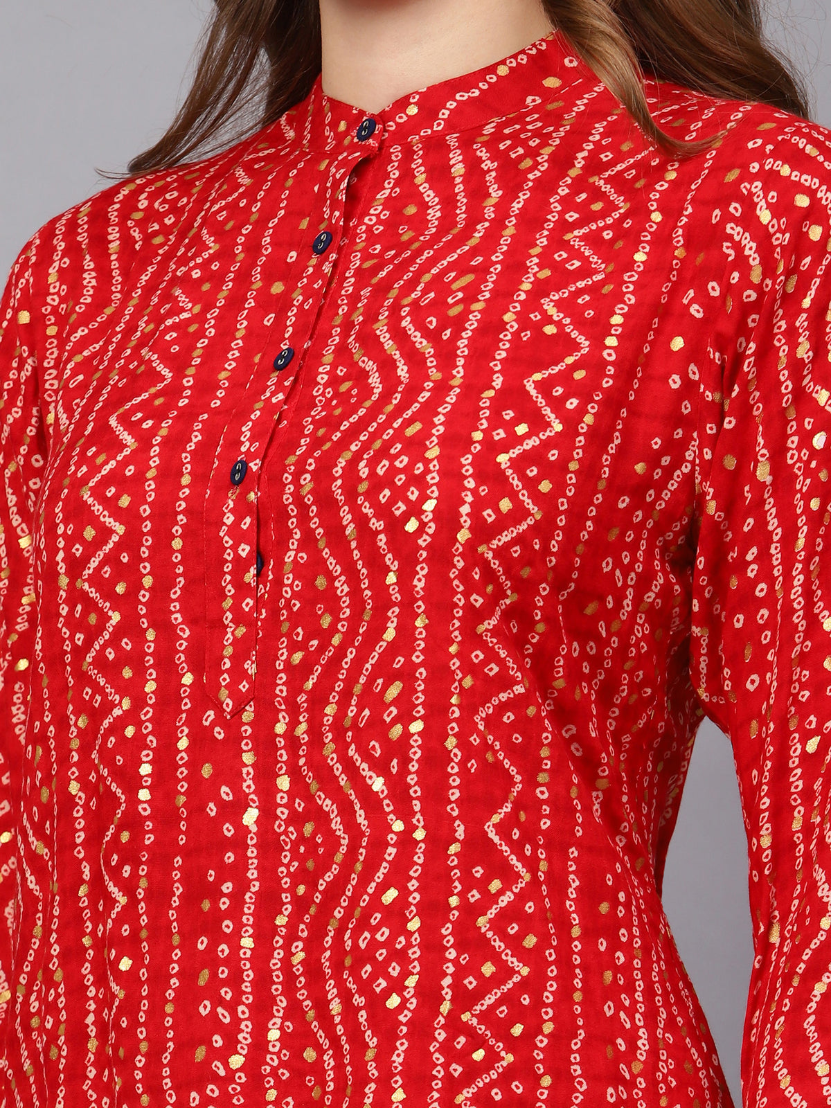 Red Bandhani Print Tunic