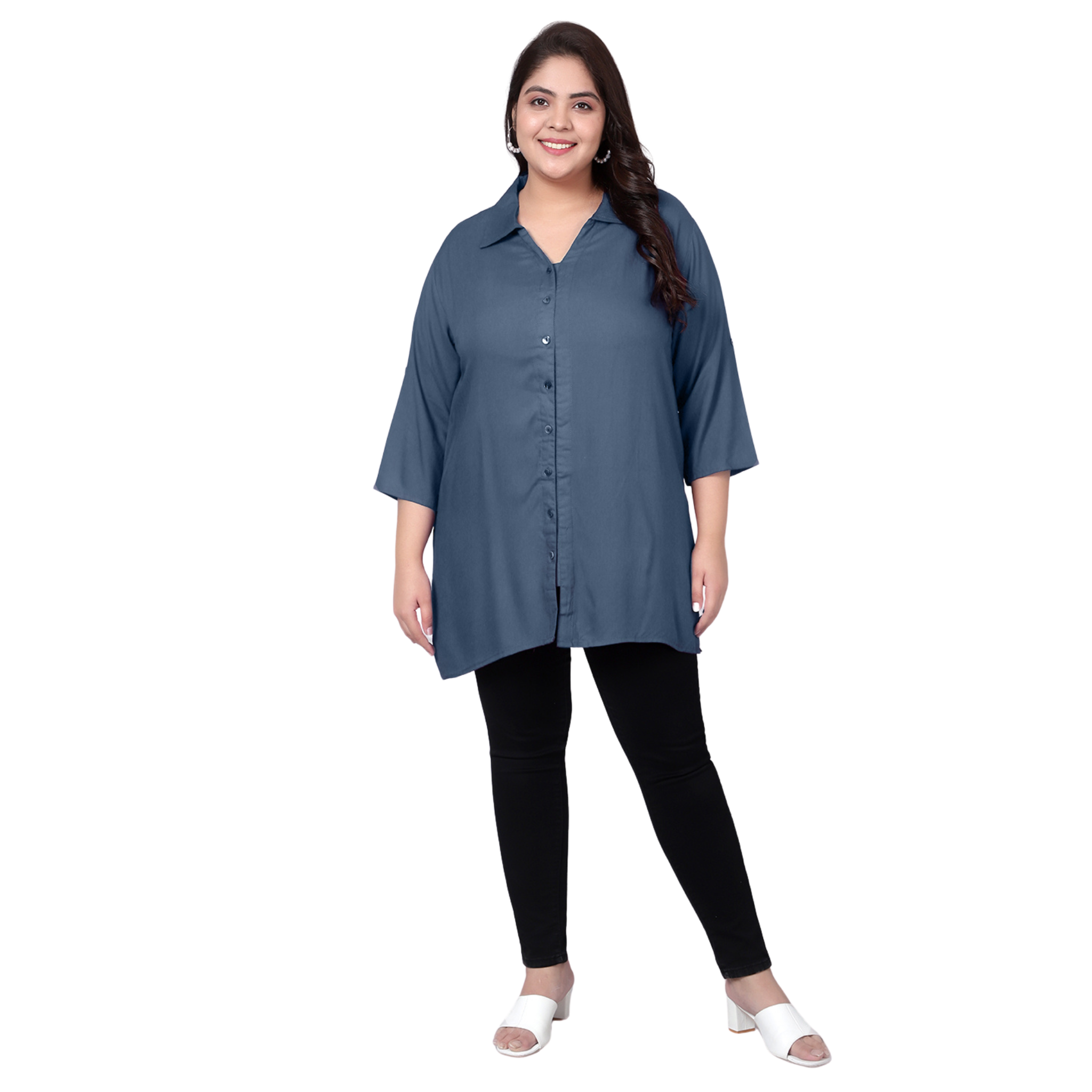 Grey Longline Plus Size Shirt