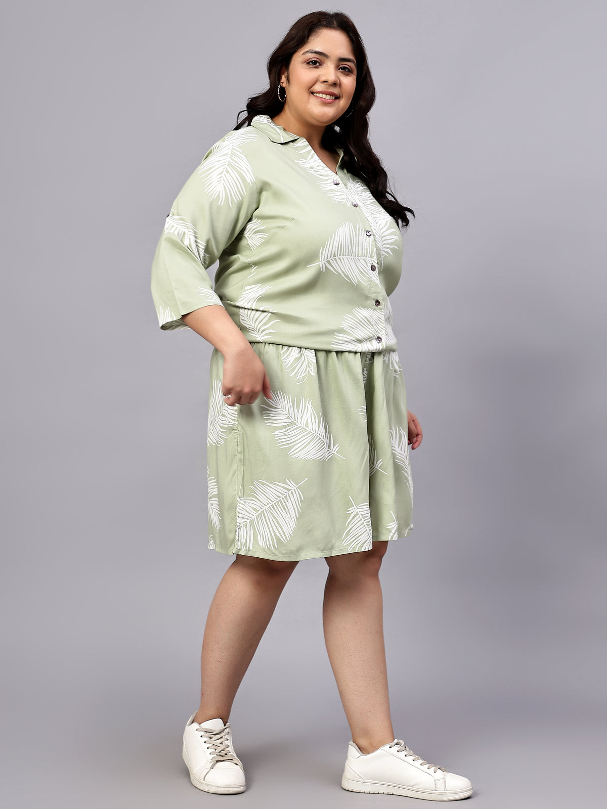 Green Leaf Shirt And Short Set