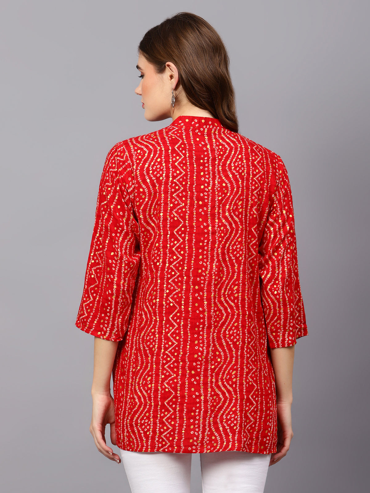 Red Bandhani Print Tunic