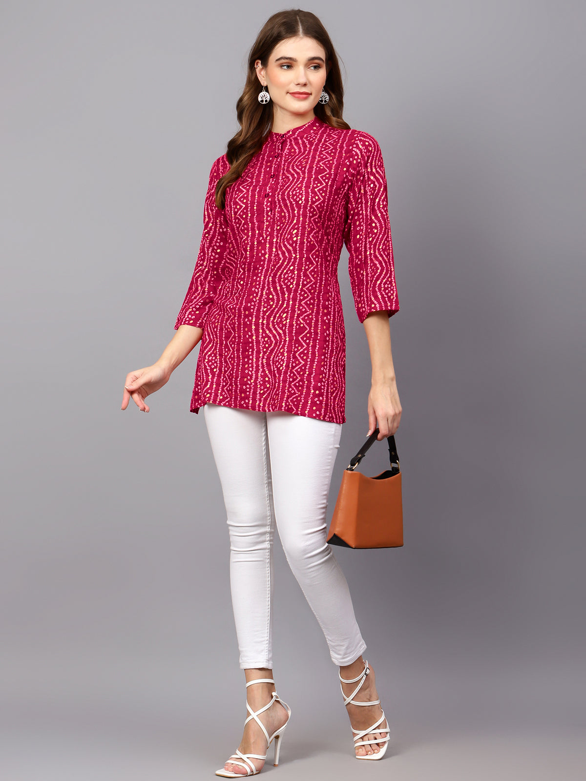 Pink Bandhani Print Tunic