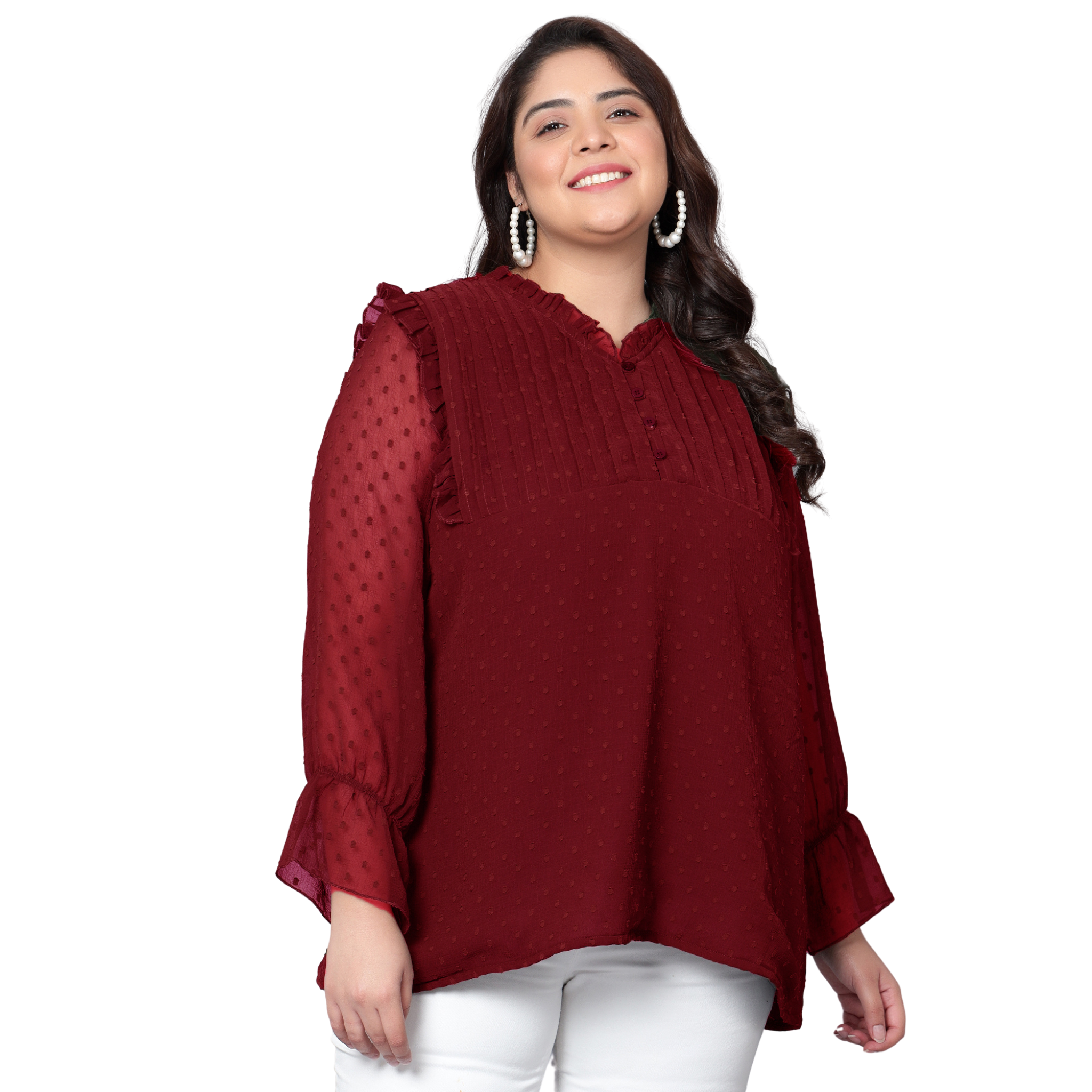 Red Georgette Plus Size Tunic