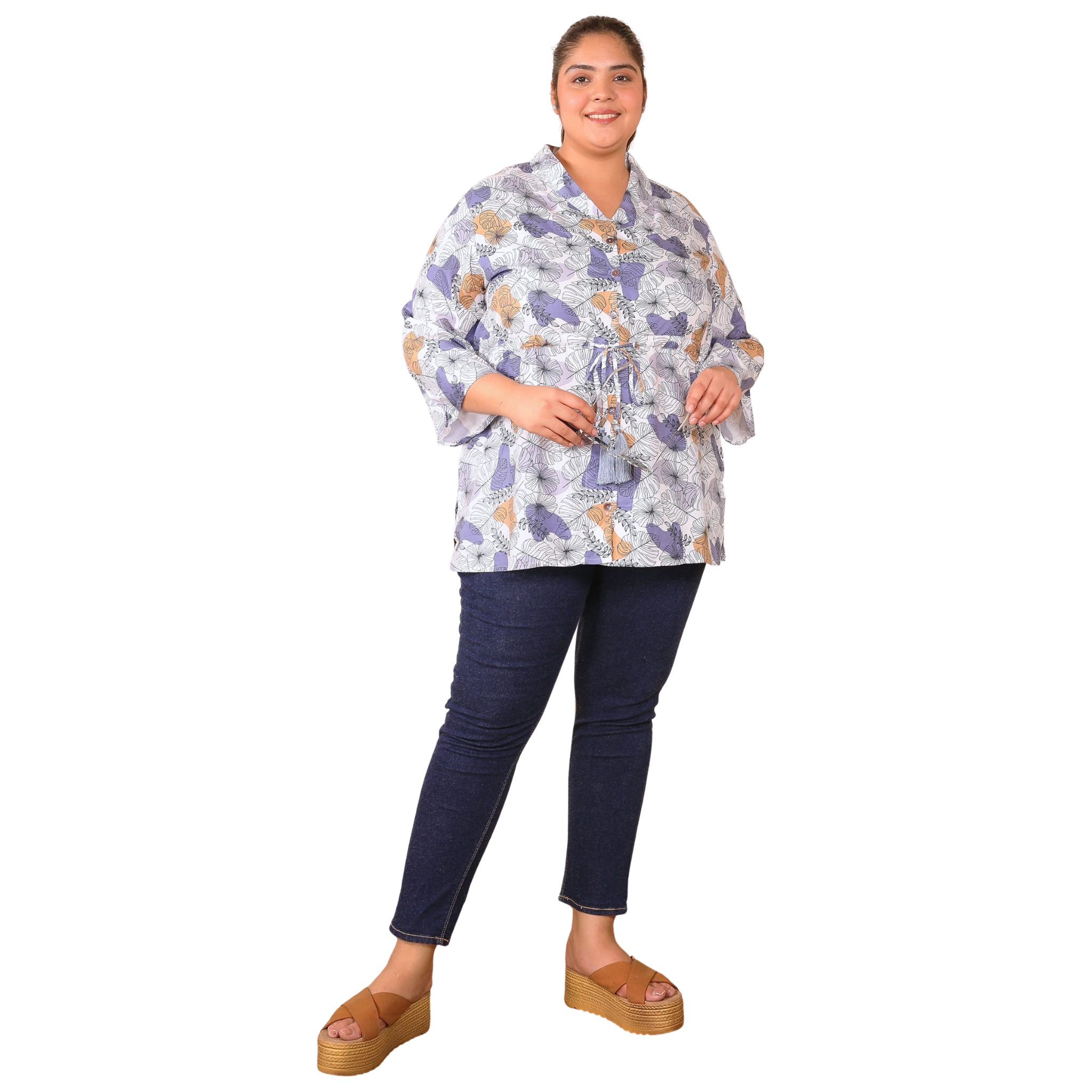 White Abstract Print Tunic