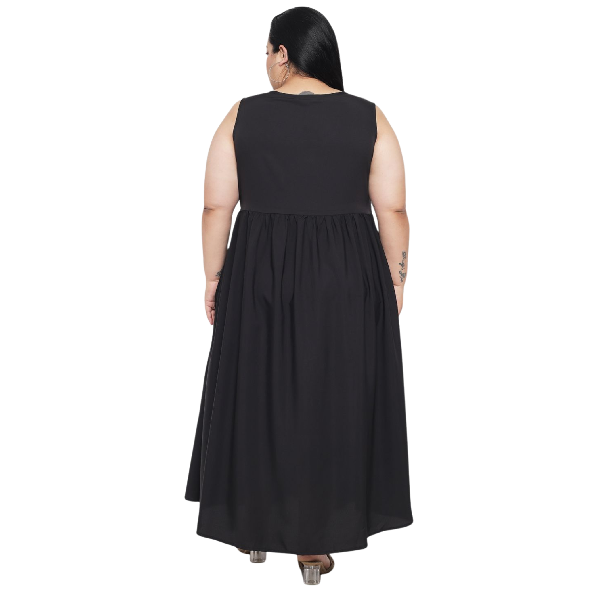 Black Floral Layered Maxi Plus Size Dress