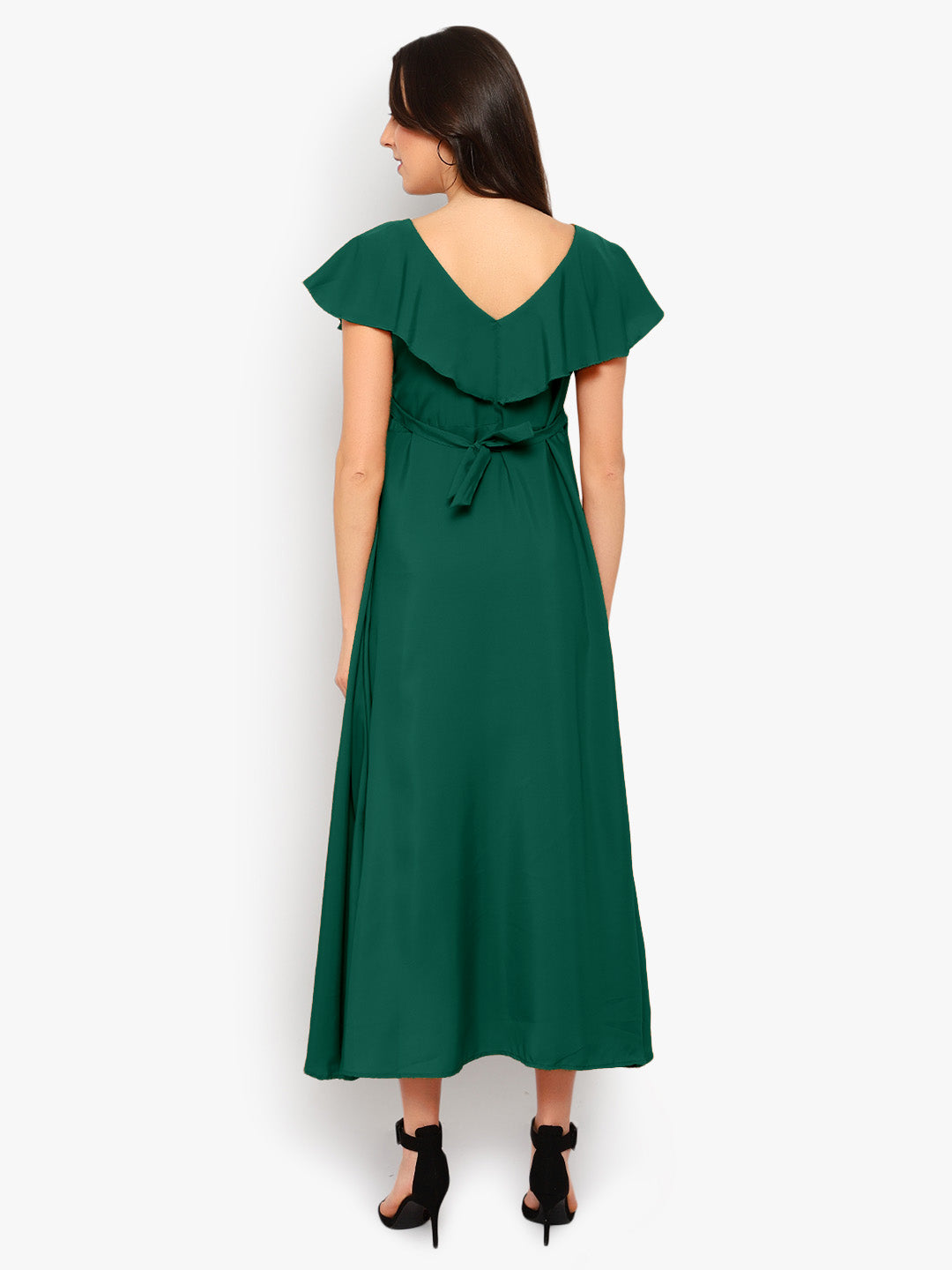 Green Solid Maxi Dress