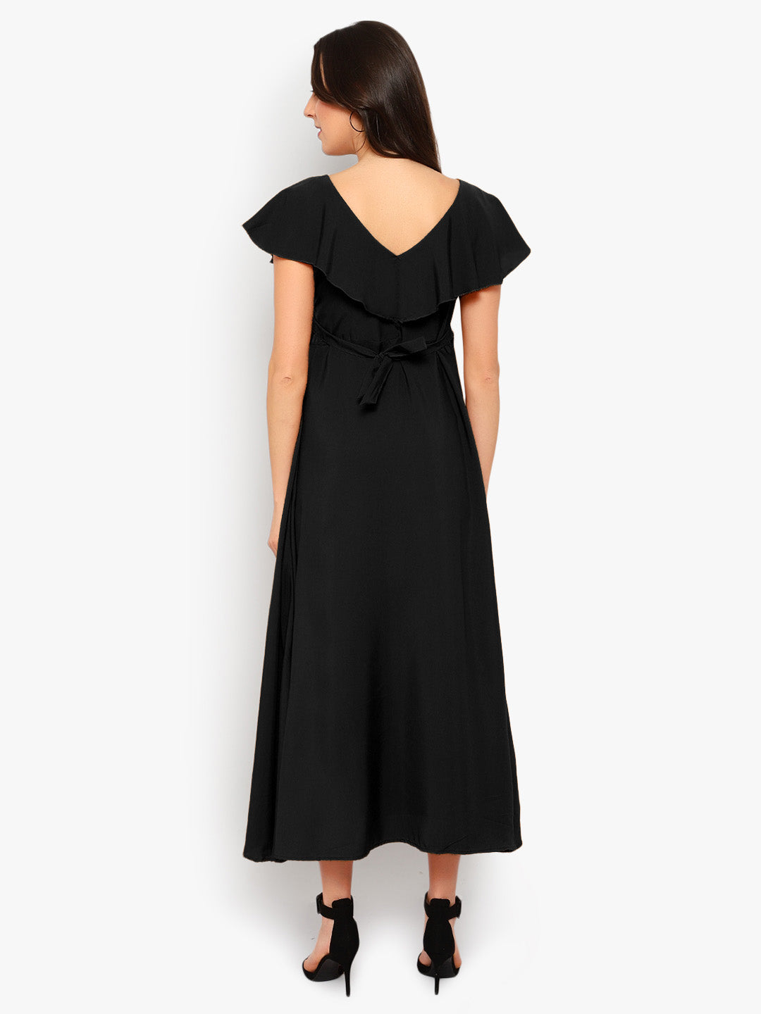 Black Solid Maxi Dress