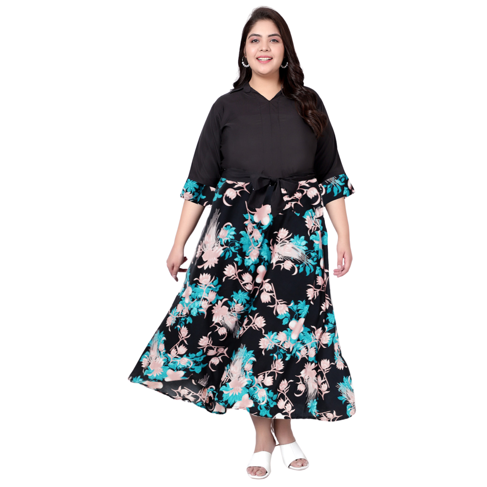 Black Floral Plus Size Maxi Dress