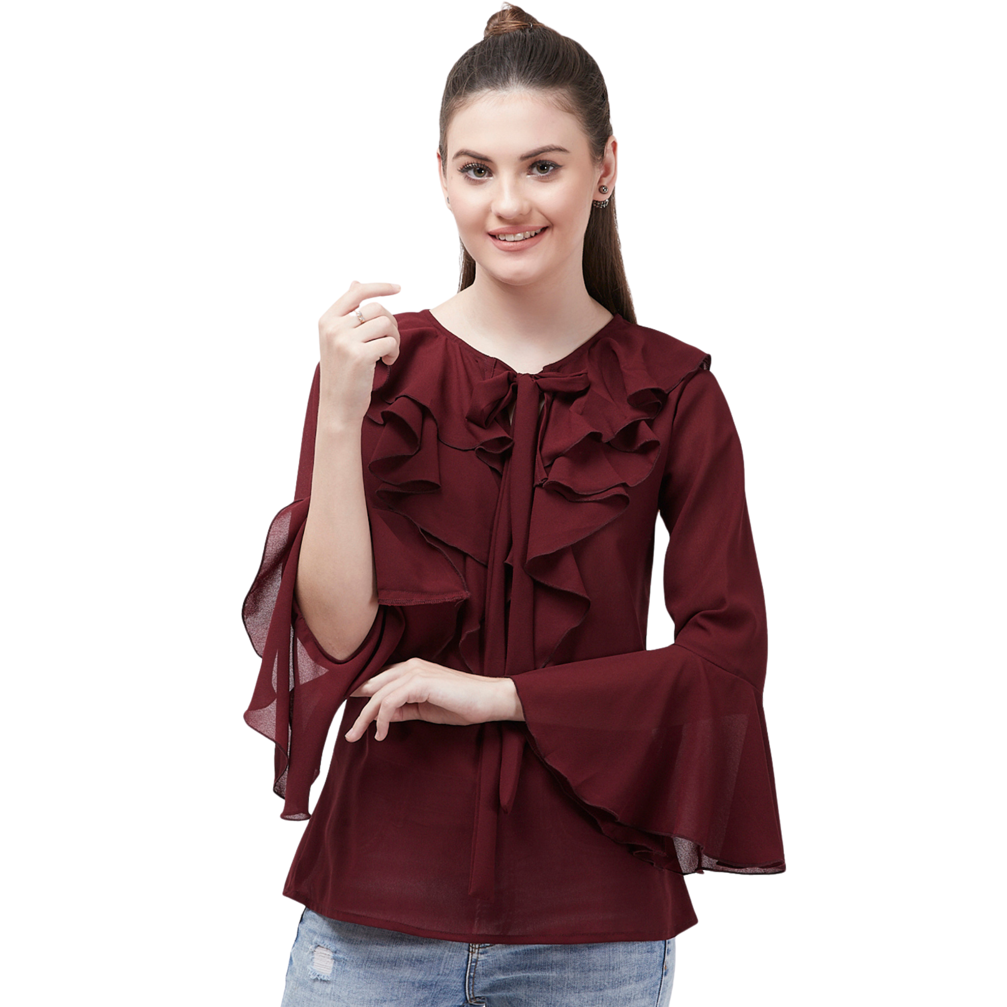 Maroon Flared Top