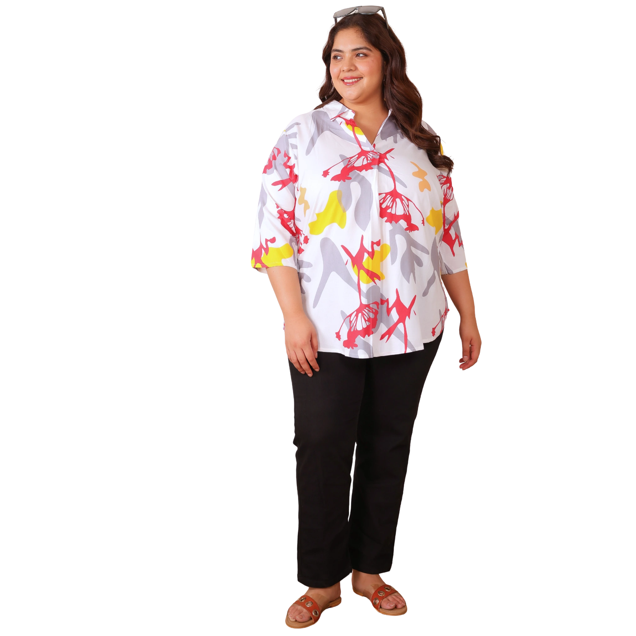 White Centrepleat Print Tunic