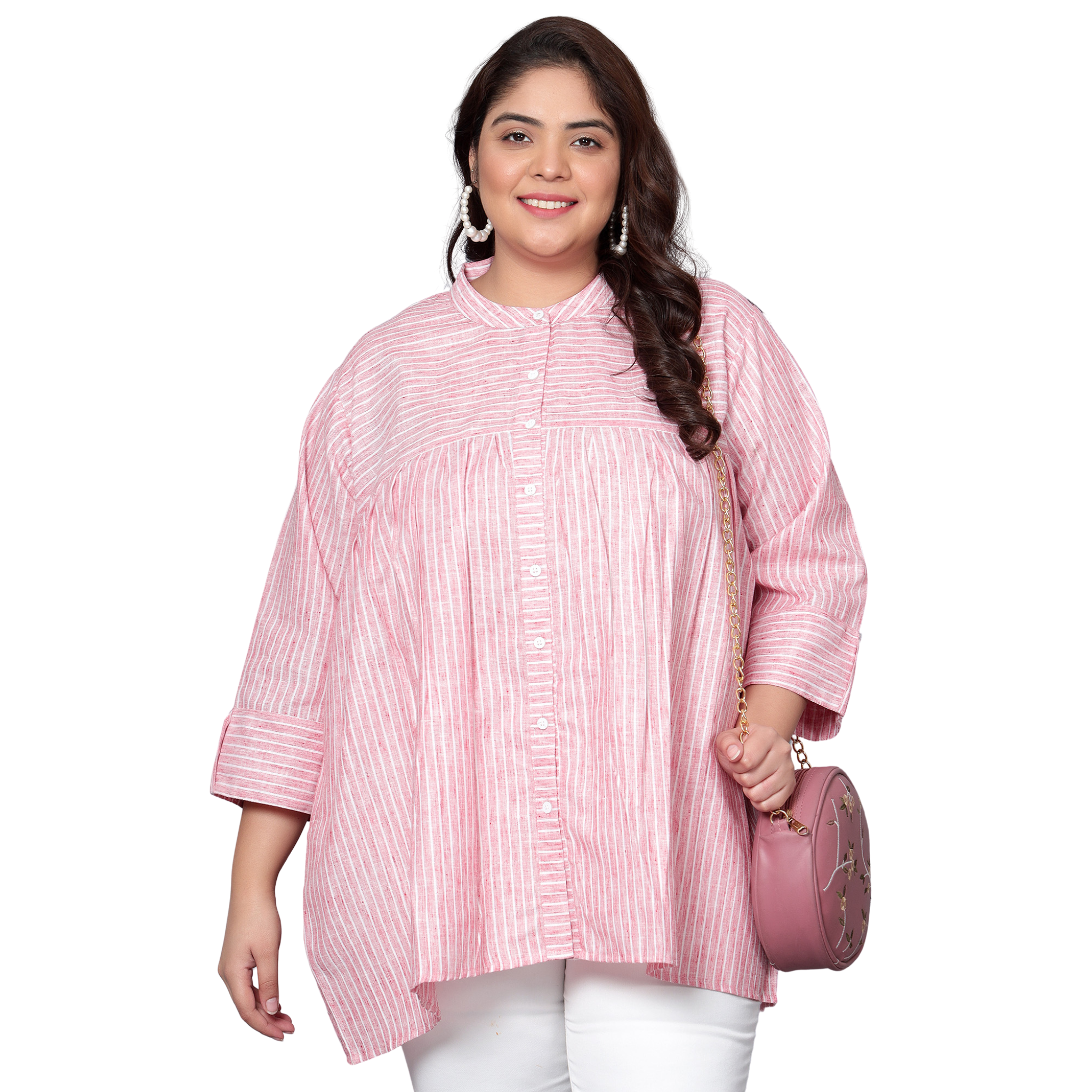 Pink Stripe Plus Size Tunic