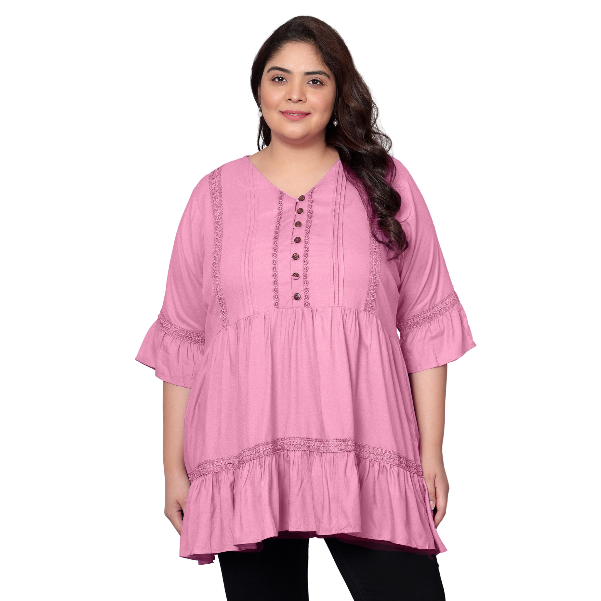 Pink Lace Plus Size Tunic