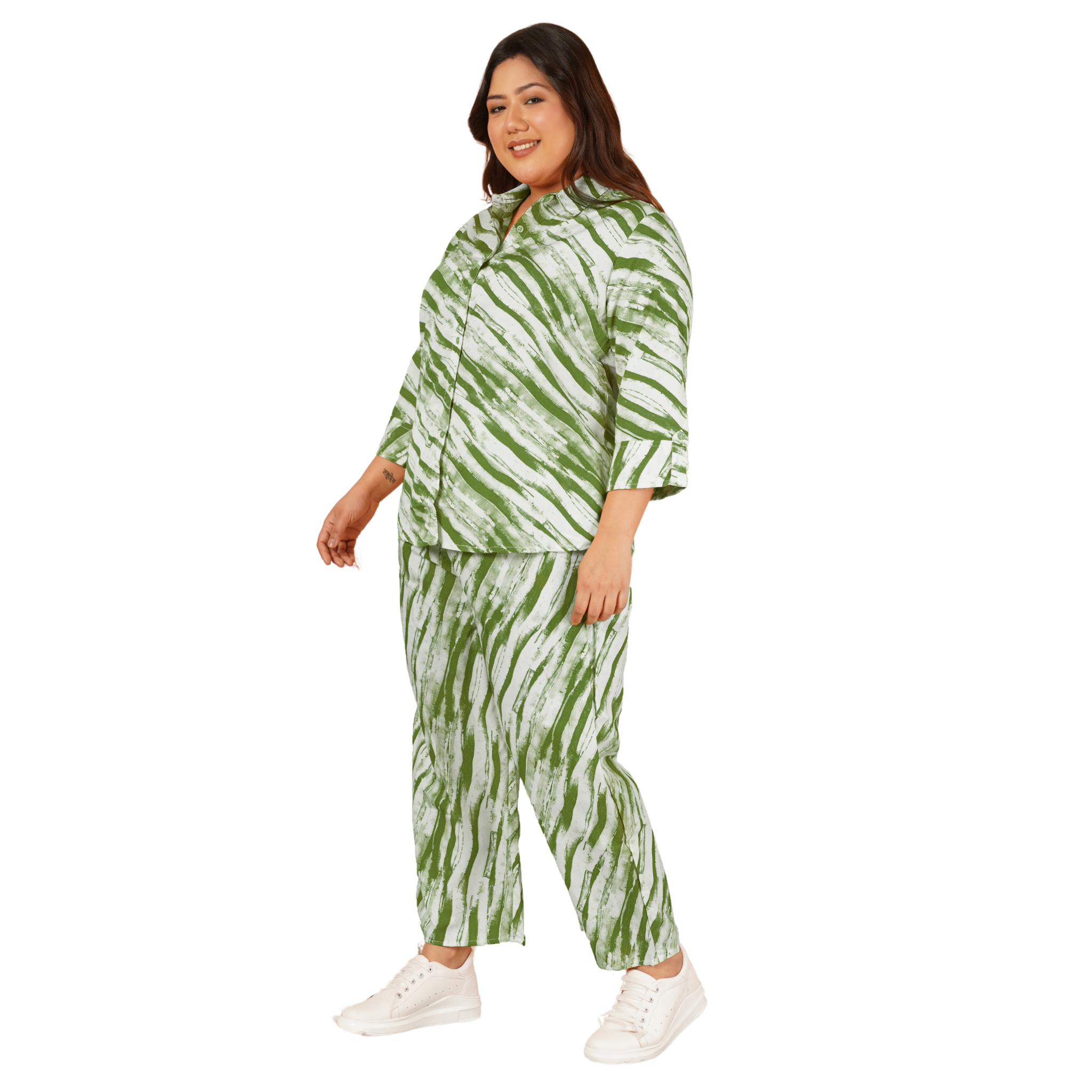 Green Leheriya Print Plus Size Co-Ord Set