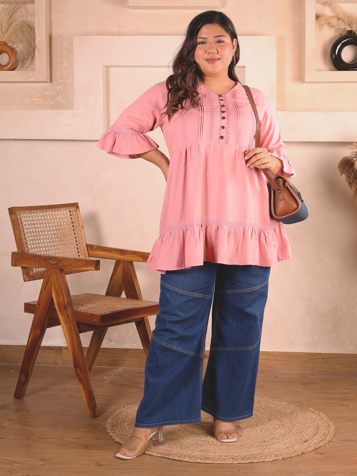 Pink Lace Plus Size Tunic