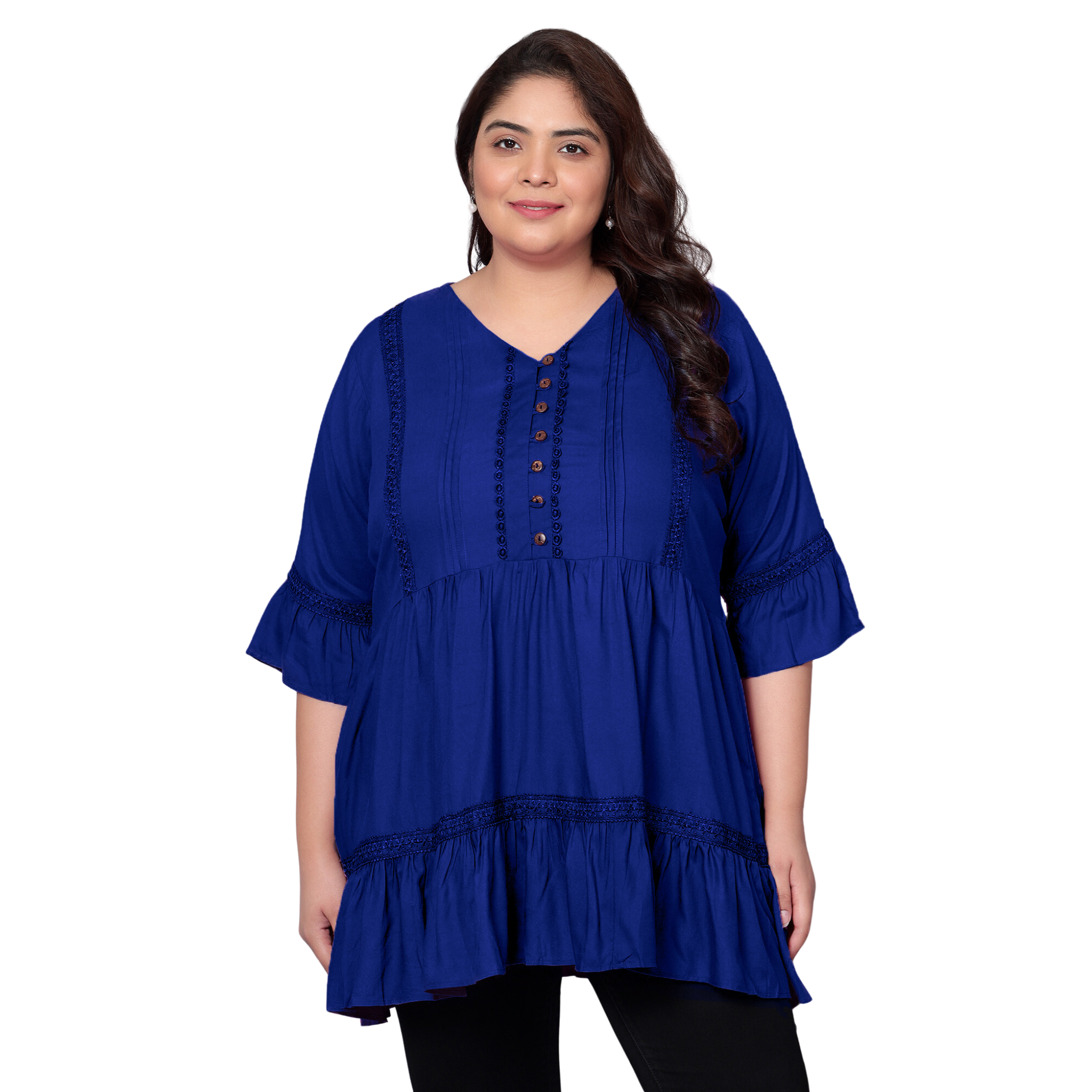 Blue Lace Plus Size Tunic