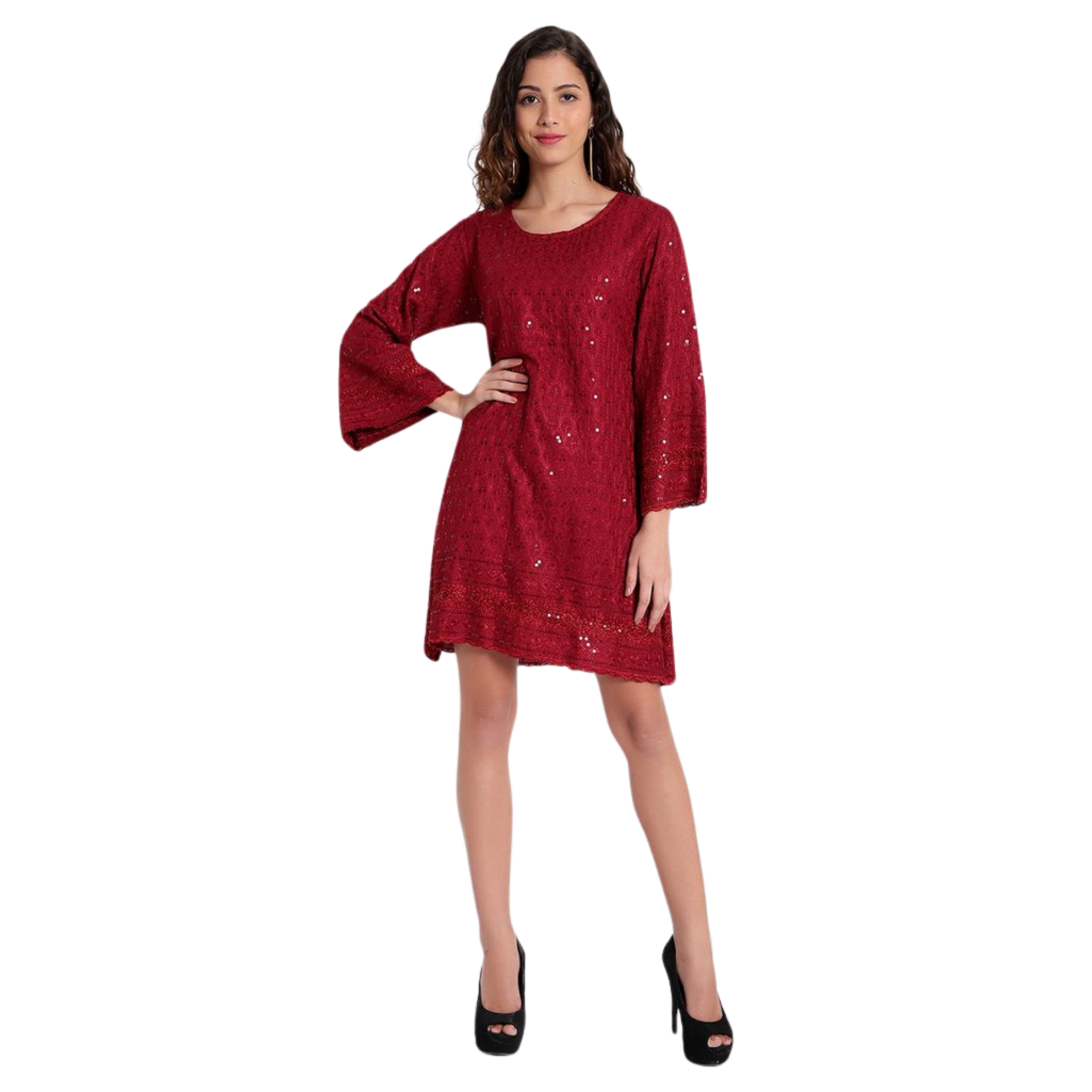 red sequin dress india Buy ELEGANT OFF-SHOULDER VELVET SEQUIN DRESS Online in India Shoppers Point India