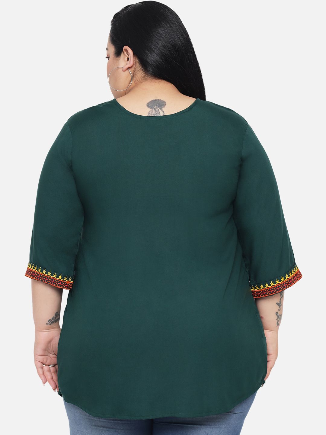 Dark Green Embroidered Tunic — view 5