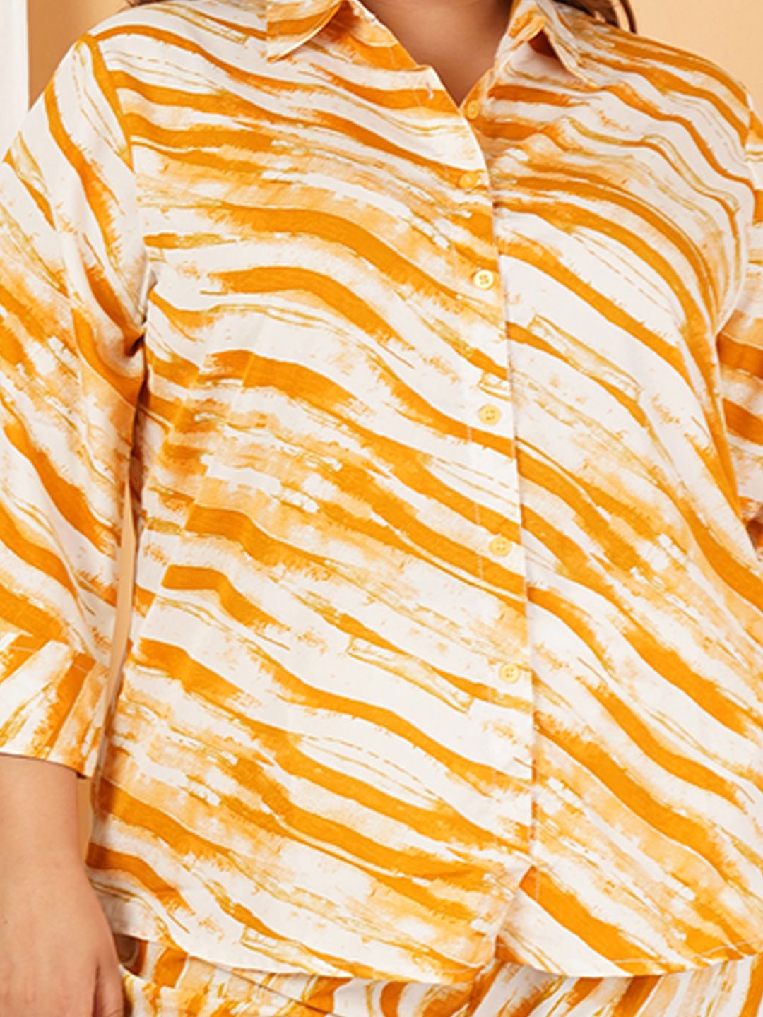Yellow Leheriya Print Plus Size Co-Ord Set — view 2