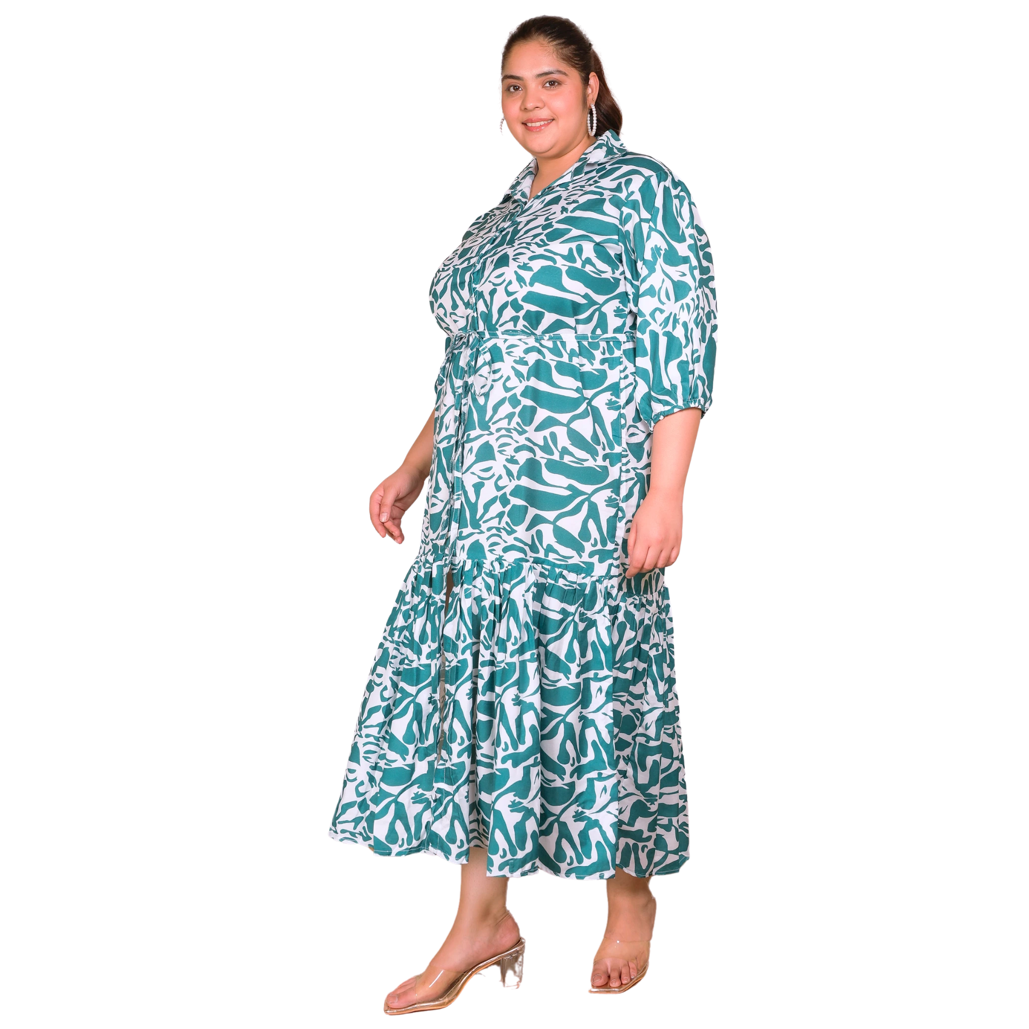 Green Abstract Print Maxi Dress
