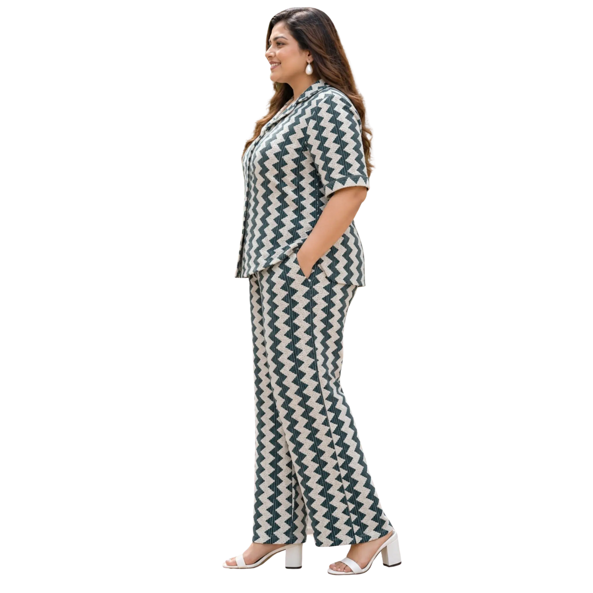 Green and White Crochet Co Ord Set