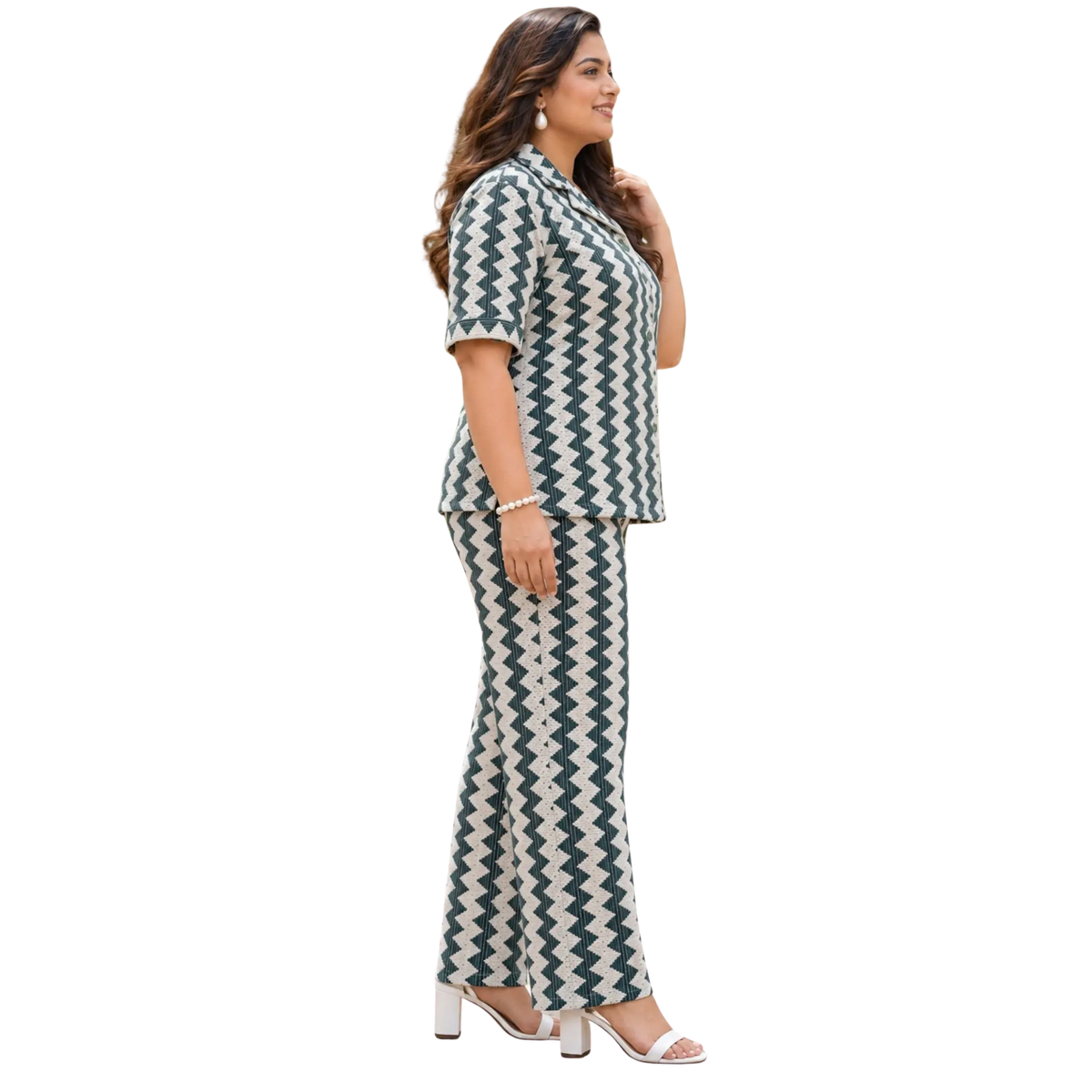 Green and White Crochet Co Ord Set