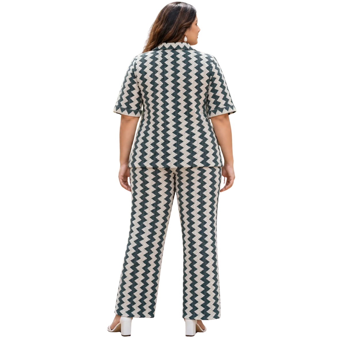 Green and White Crochet Co Ord Set
