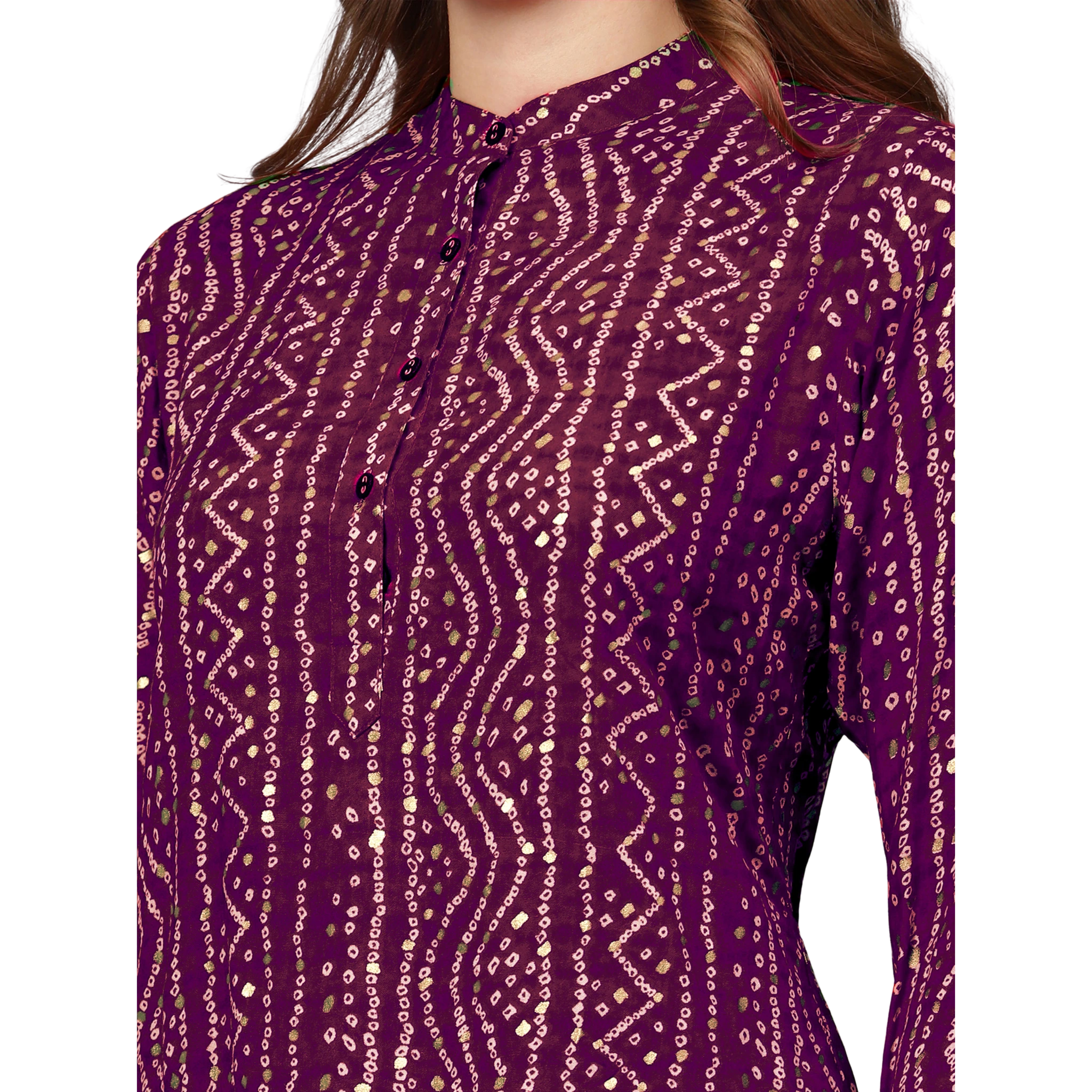 Purple Bandhani Print Tunic