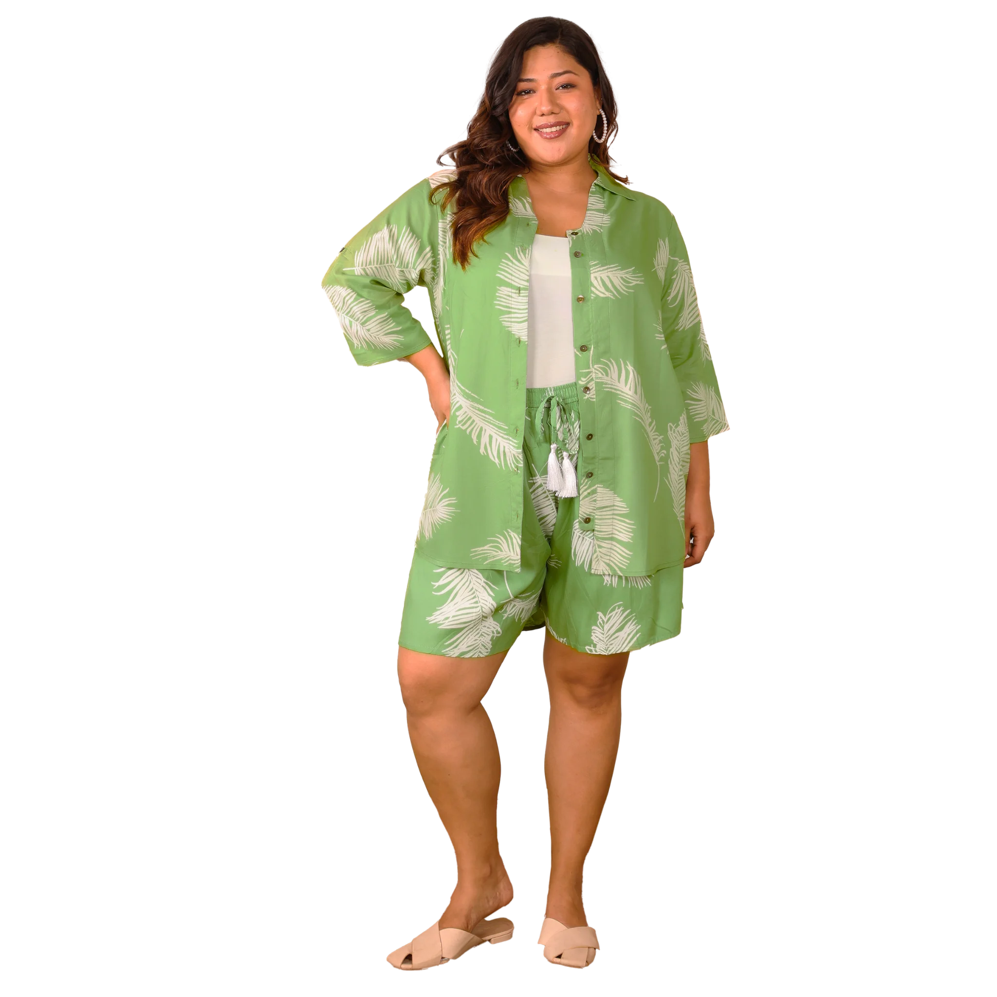 Green Leaf Shirt And Short Set
