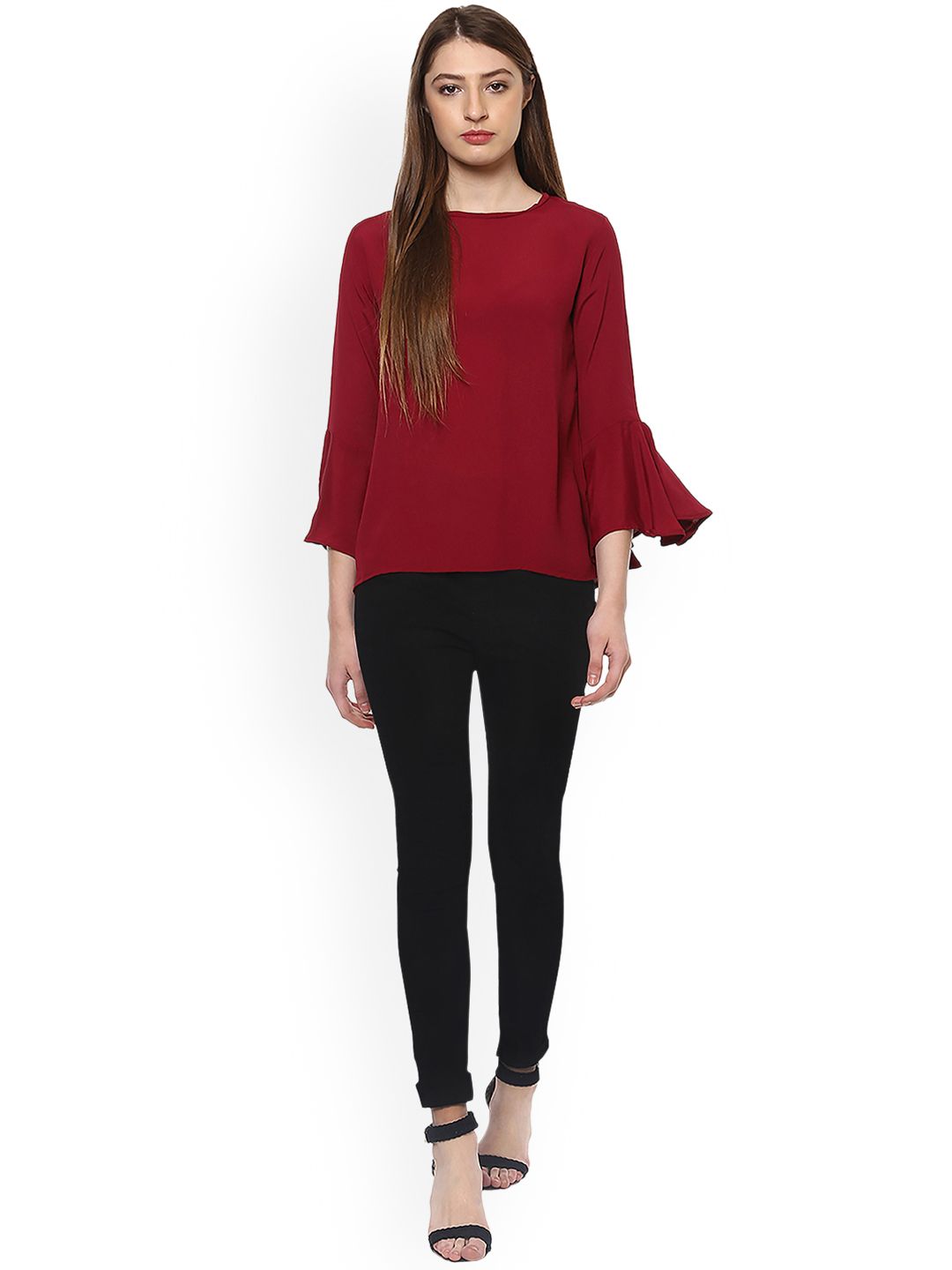 Maroon Crepe Top — view 5