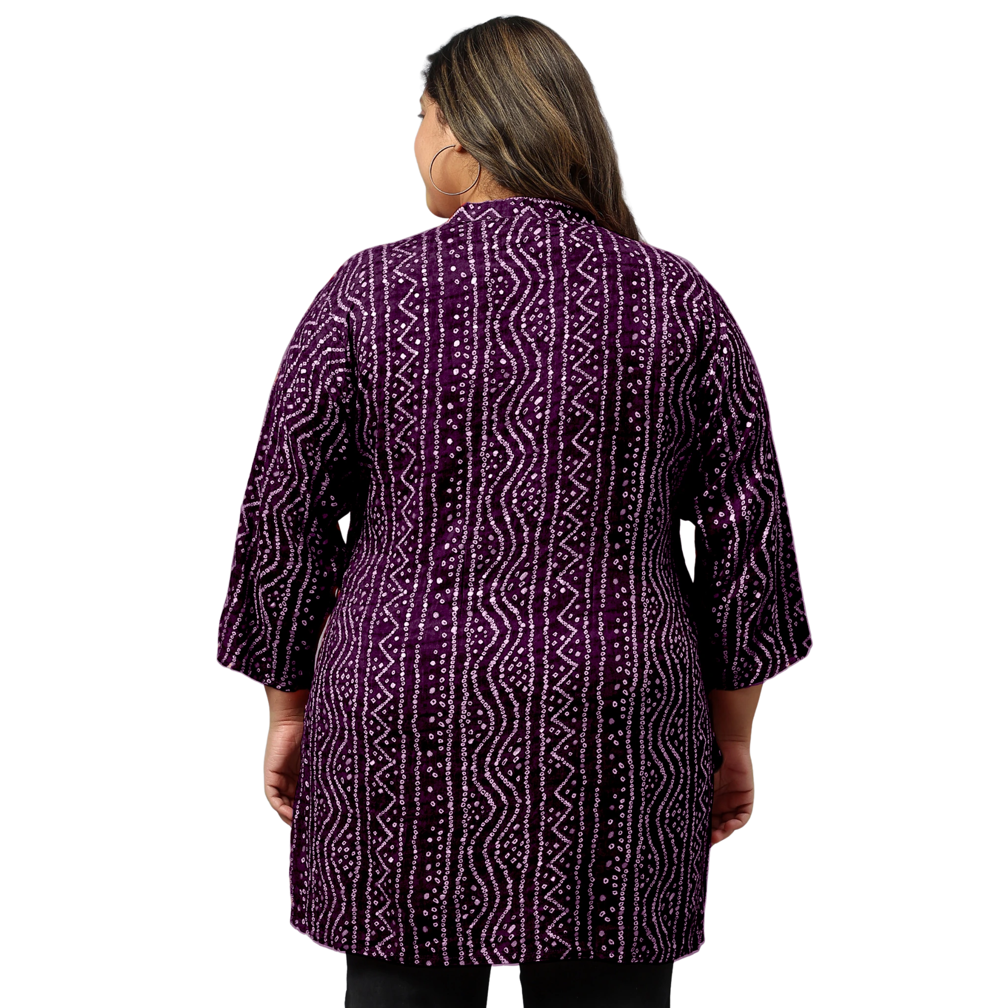 Purple Bandhani Print Plus Size Tunic