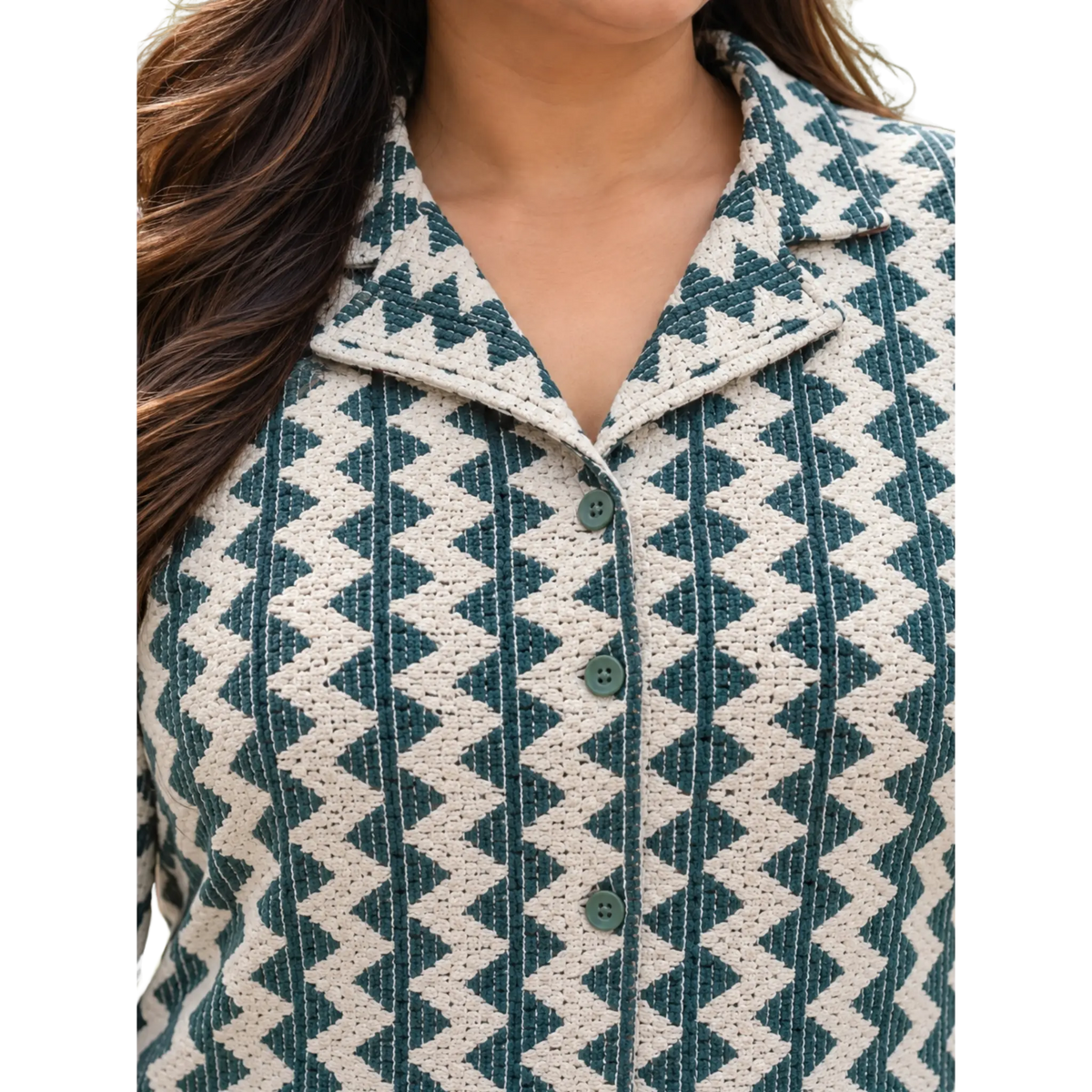 Green and White Crochet Co Ord Set