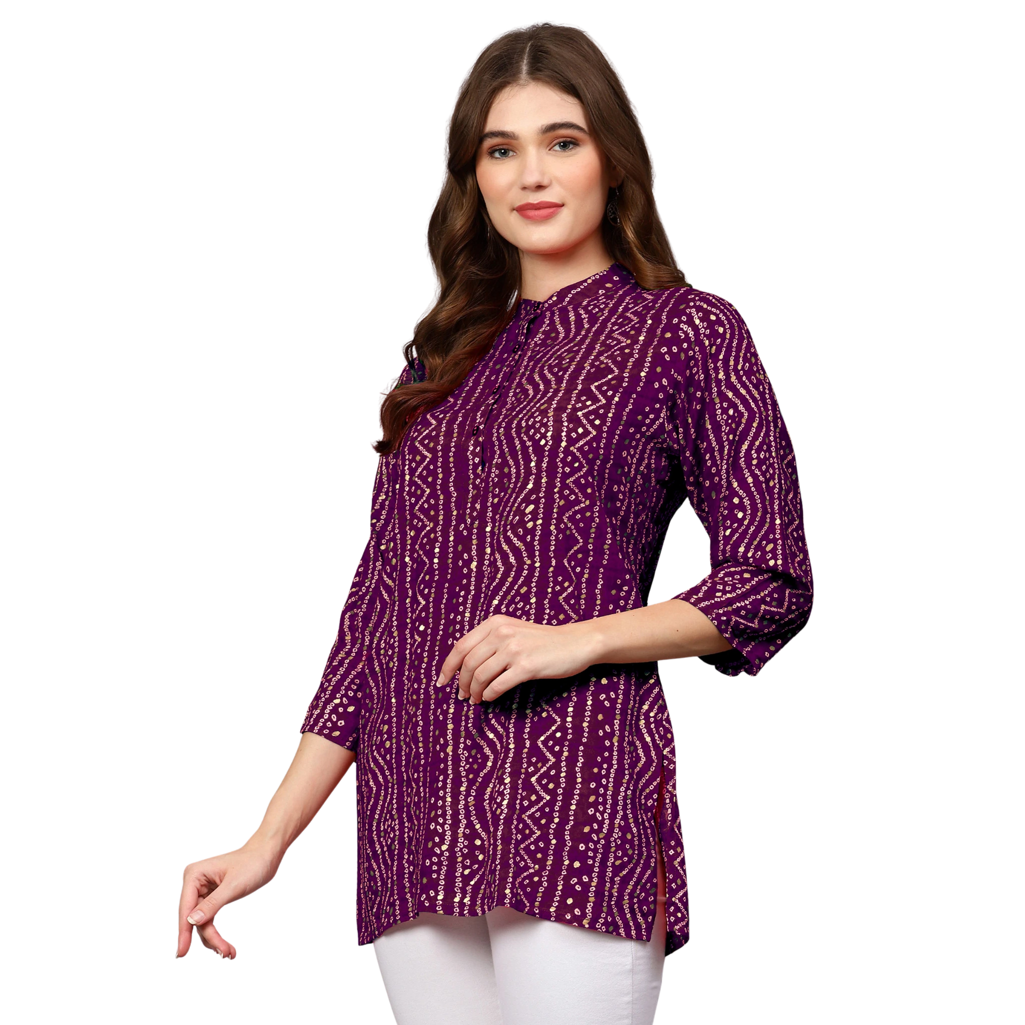 Purple Bandhani Print Tunic