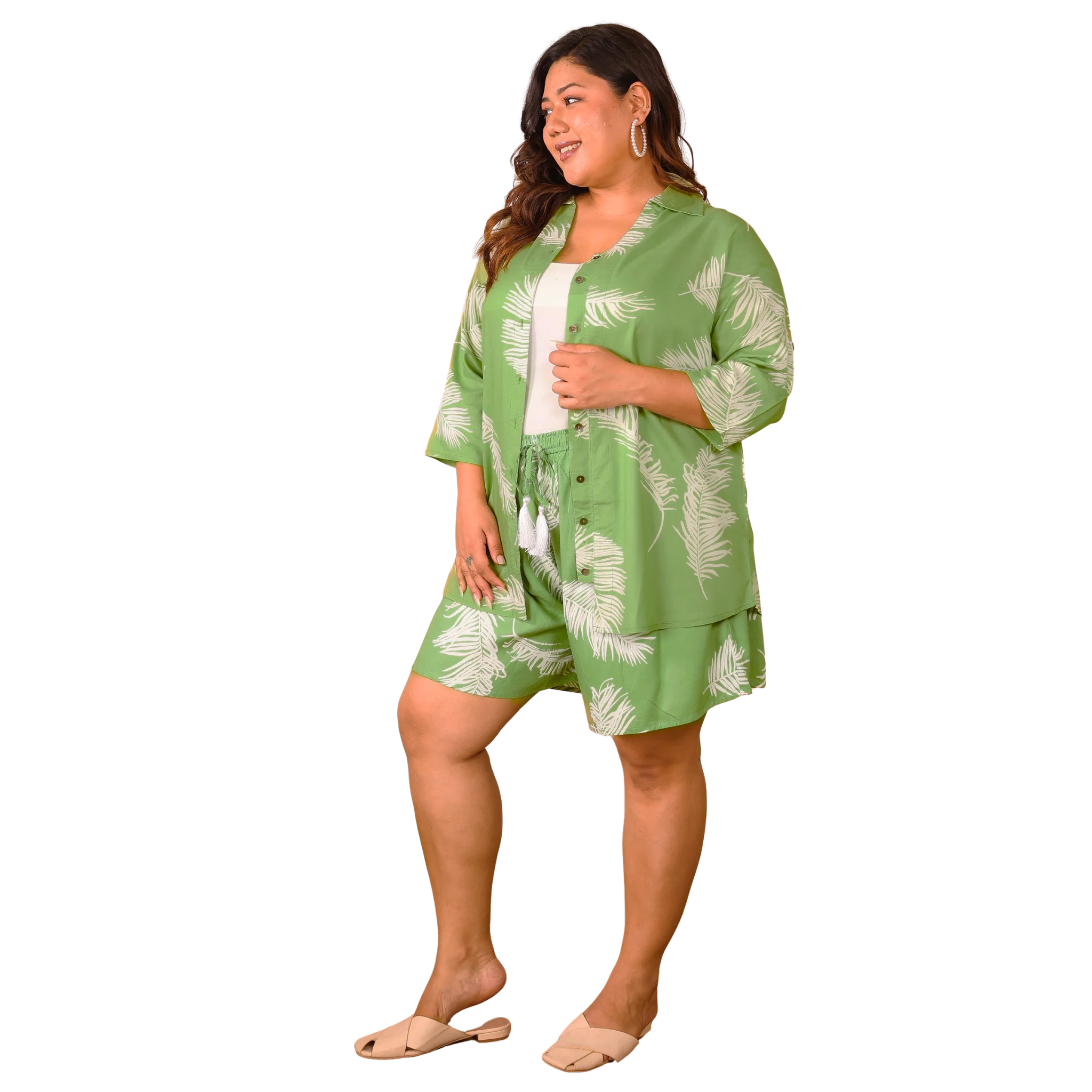 Green Leaf Shirt And Short Set
