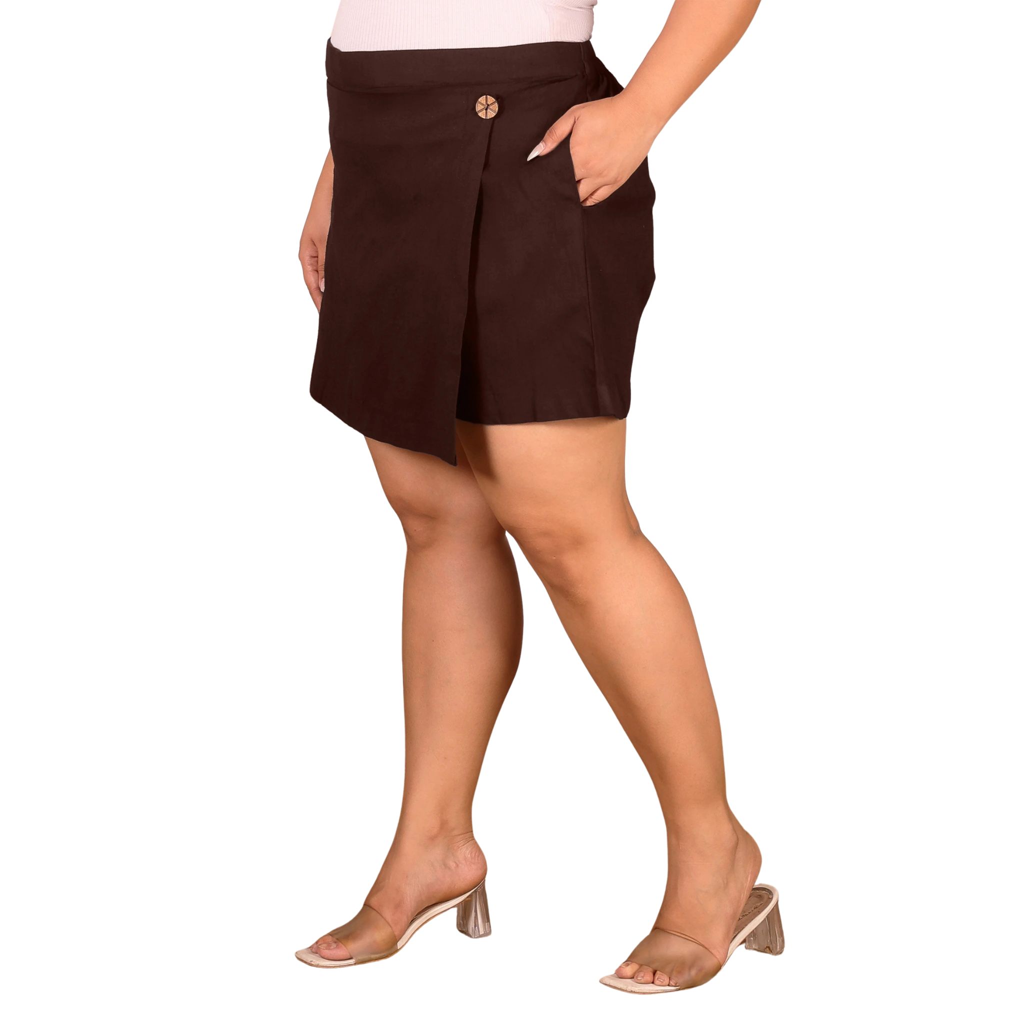 Brown Cotton Skorts