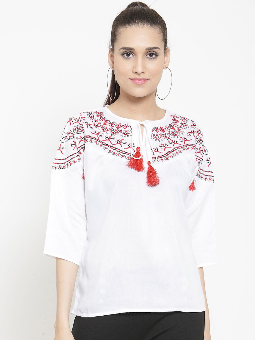 White Embroidered Top — view 1