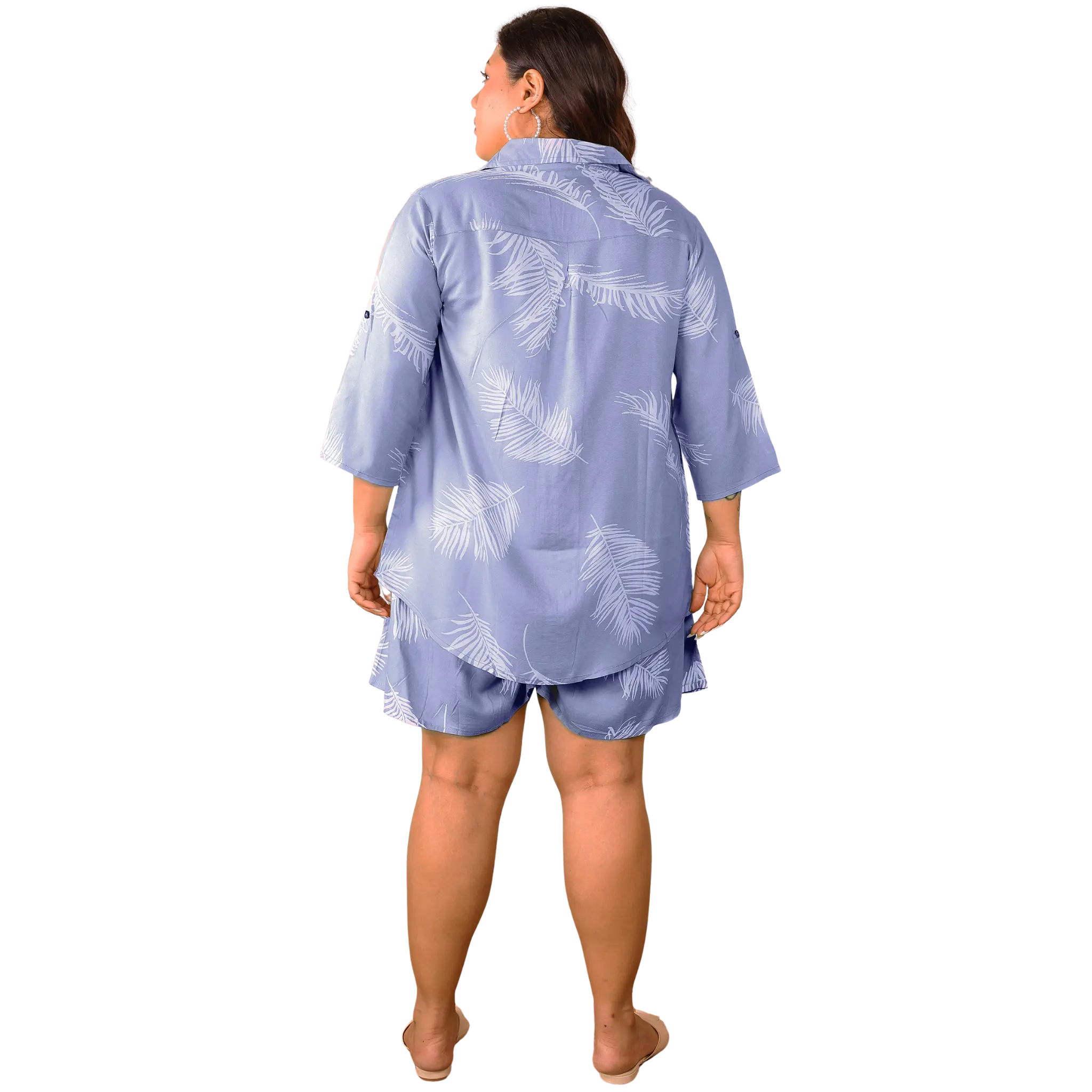 Blue Leaf Shirt And Short Set