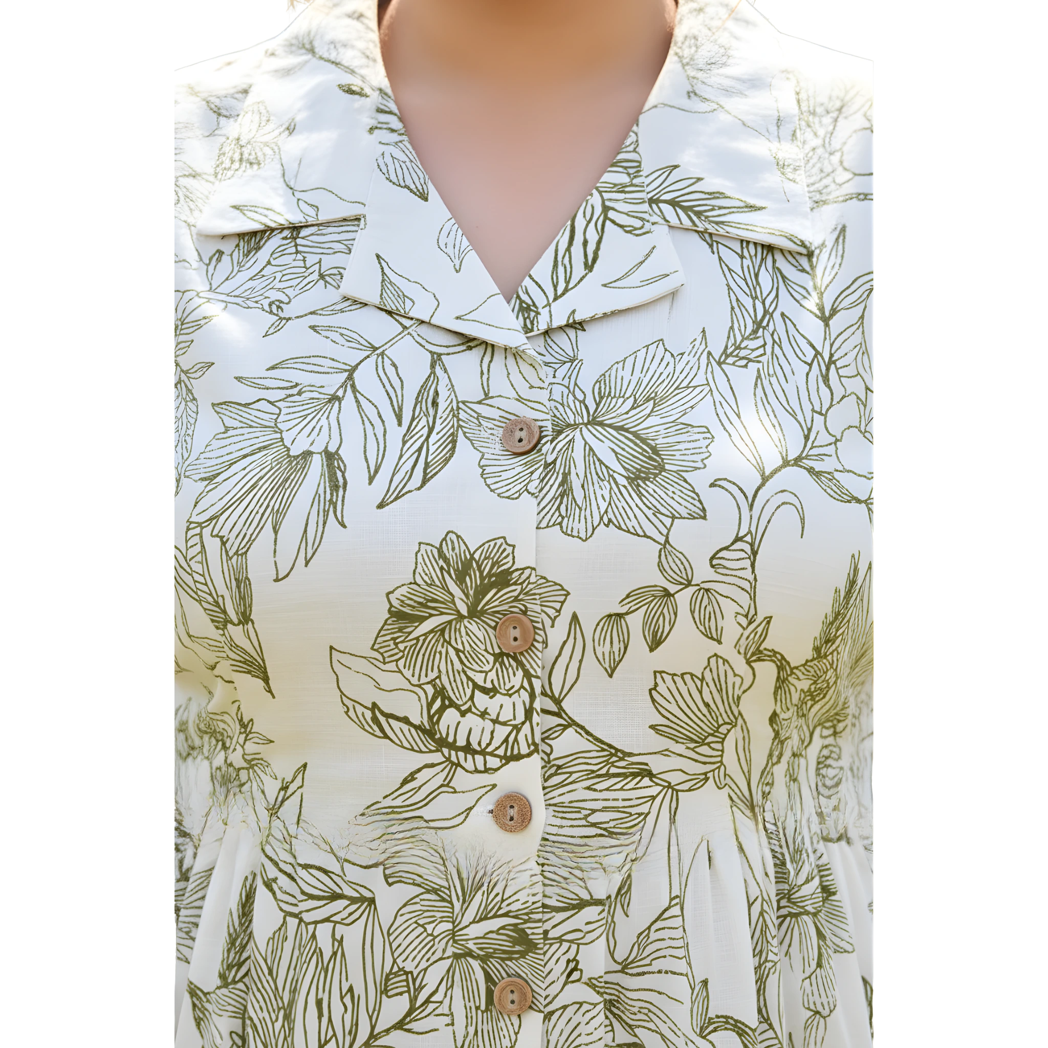 Green Stencil Print Midi Dress