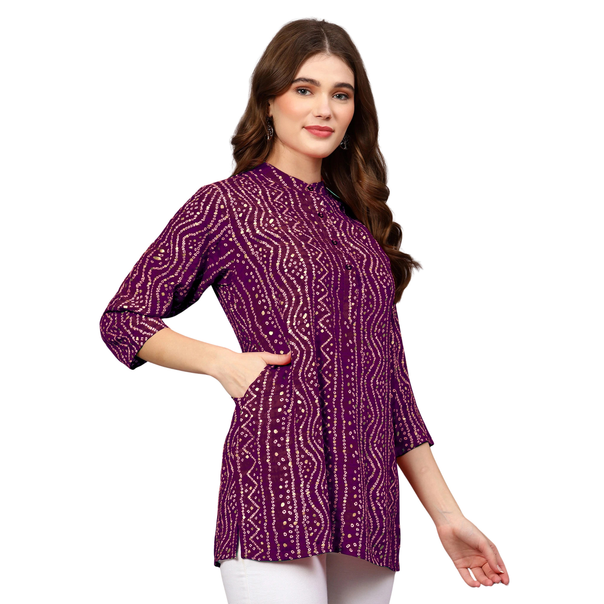 Purple Bandhani Print Tunic