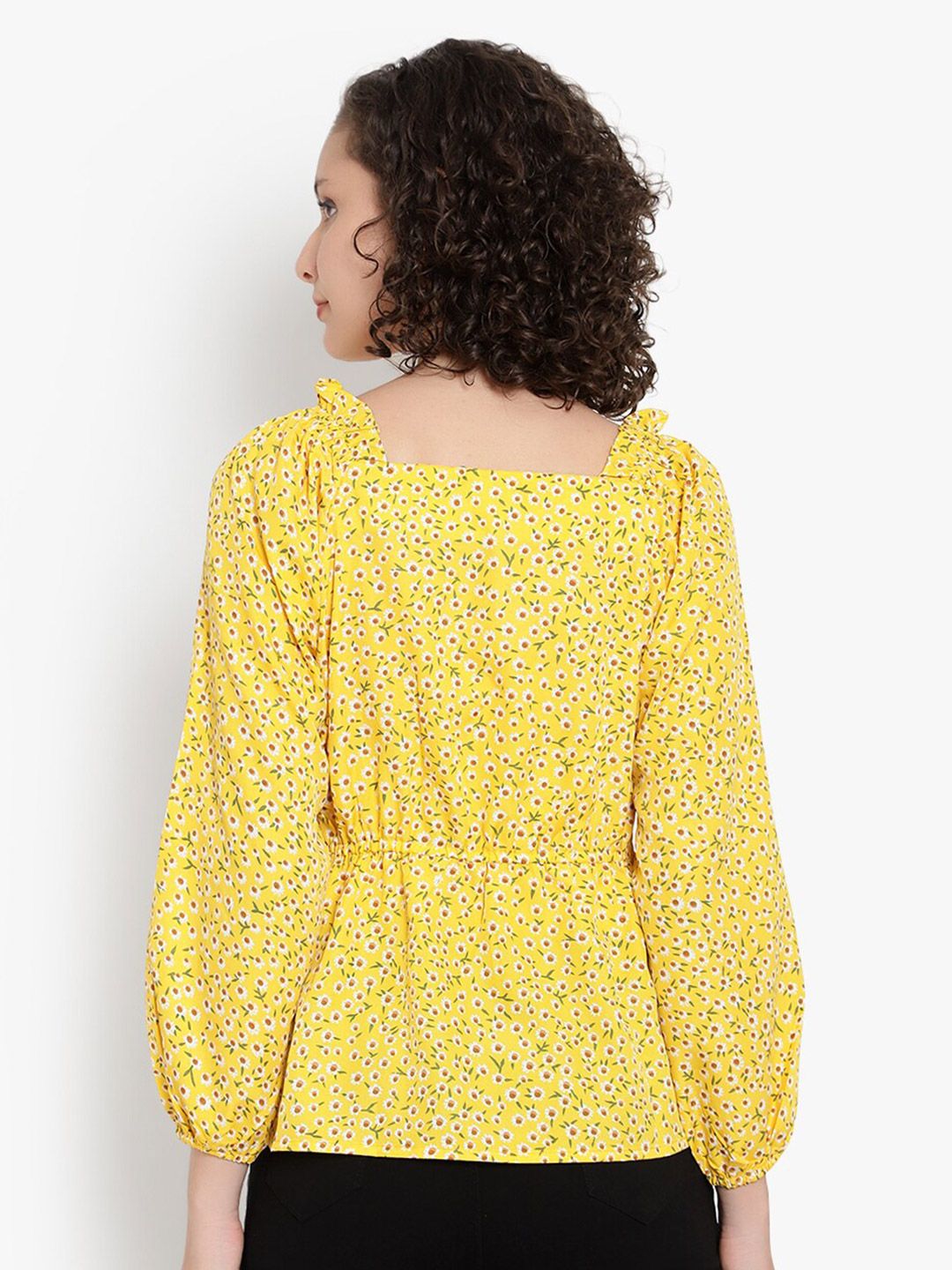 Yellow Floral Print Top — view 5