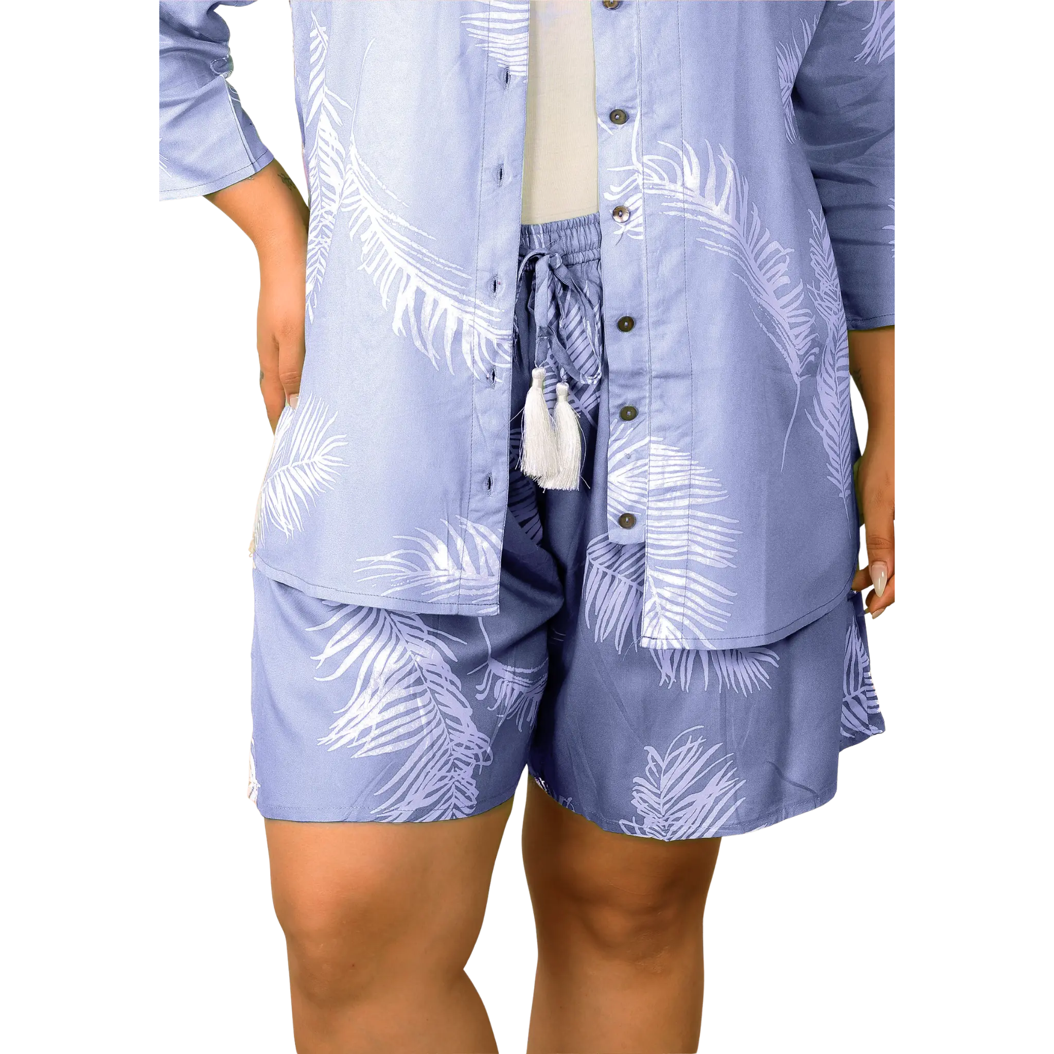 Blue Leaf Shirt And Short Set