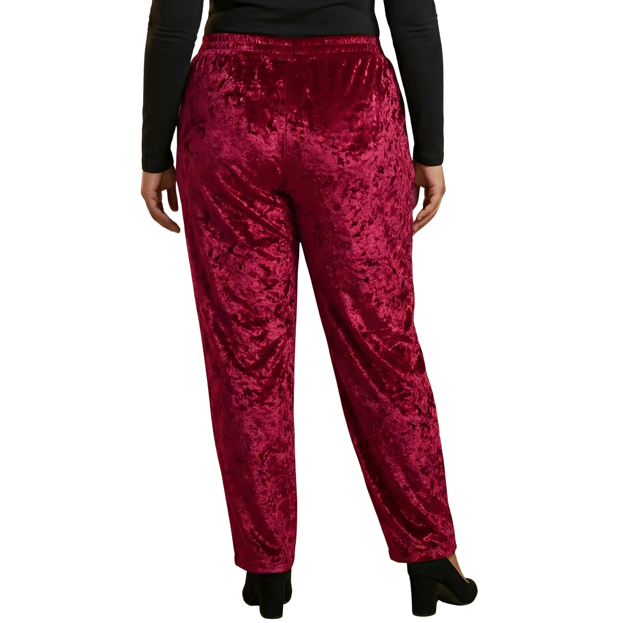 Maroon Velvet Plus Size Trousers