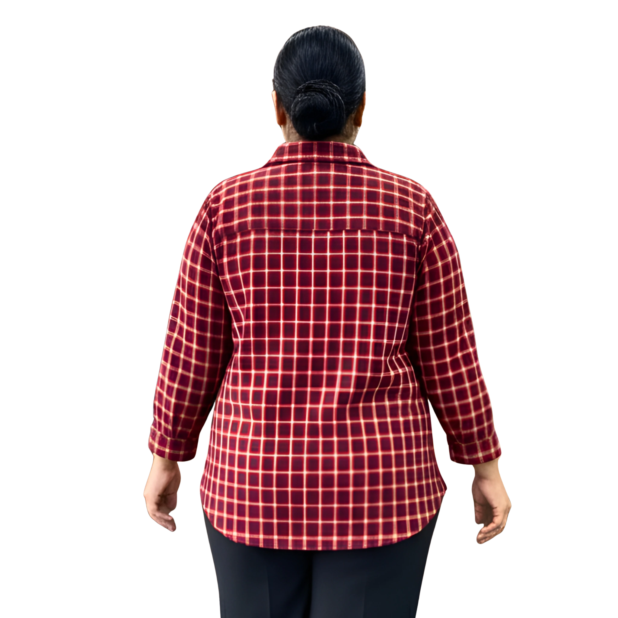 Red Woolen Checkered Plus Size Shirt