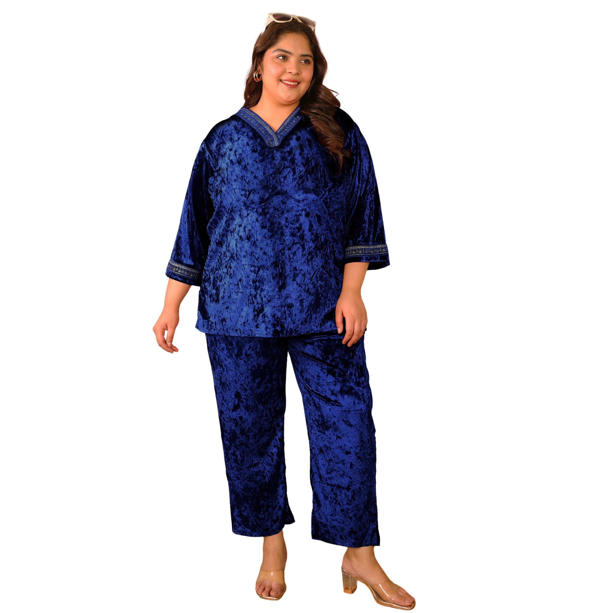 Blue Velvet Plus Size Co Ord Set