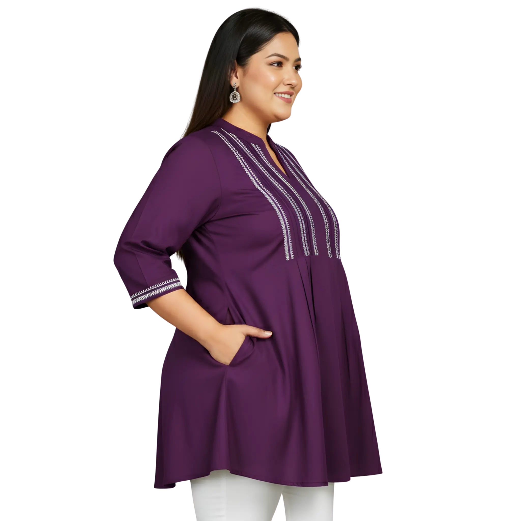 Purple Embroidered Tunic