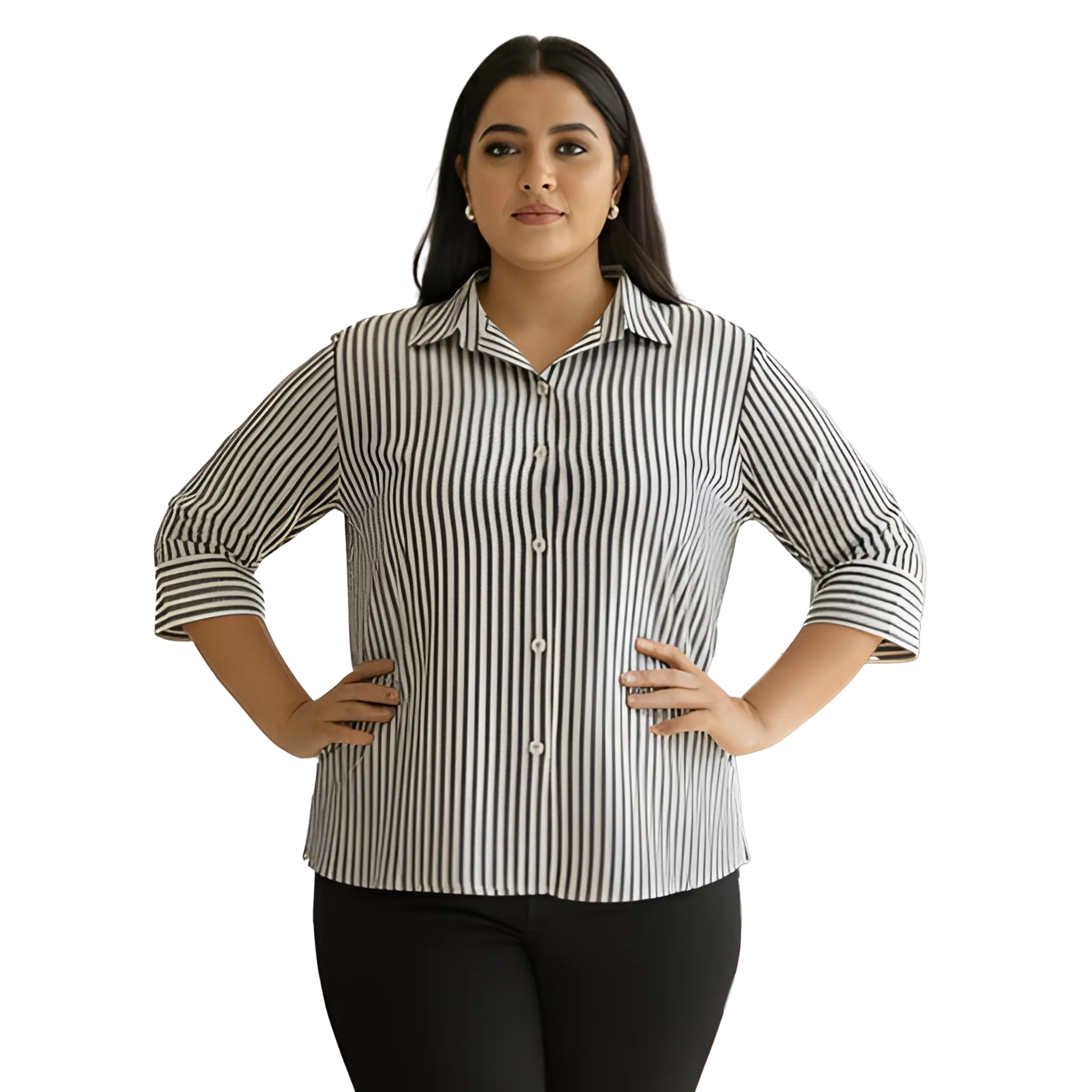 Black and White Stripe Cotton Shirt