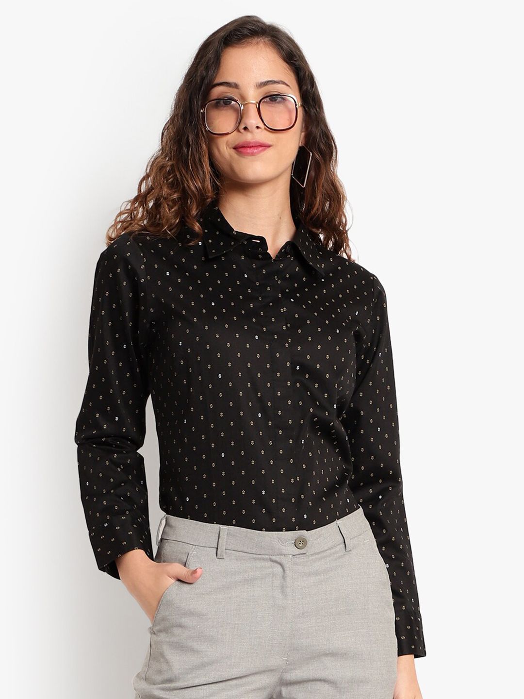 Black Print Formal Shirt — view 7