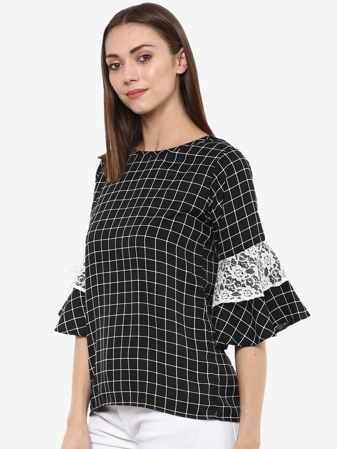 Black Checkered Top — view 3