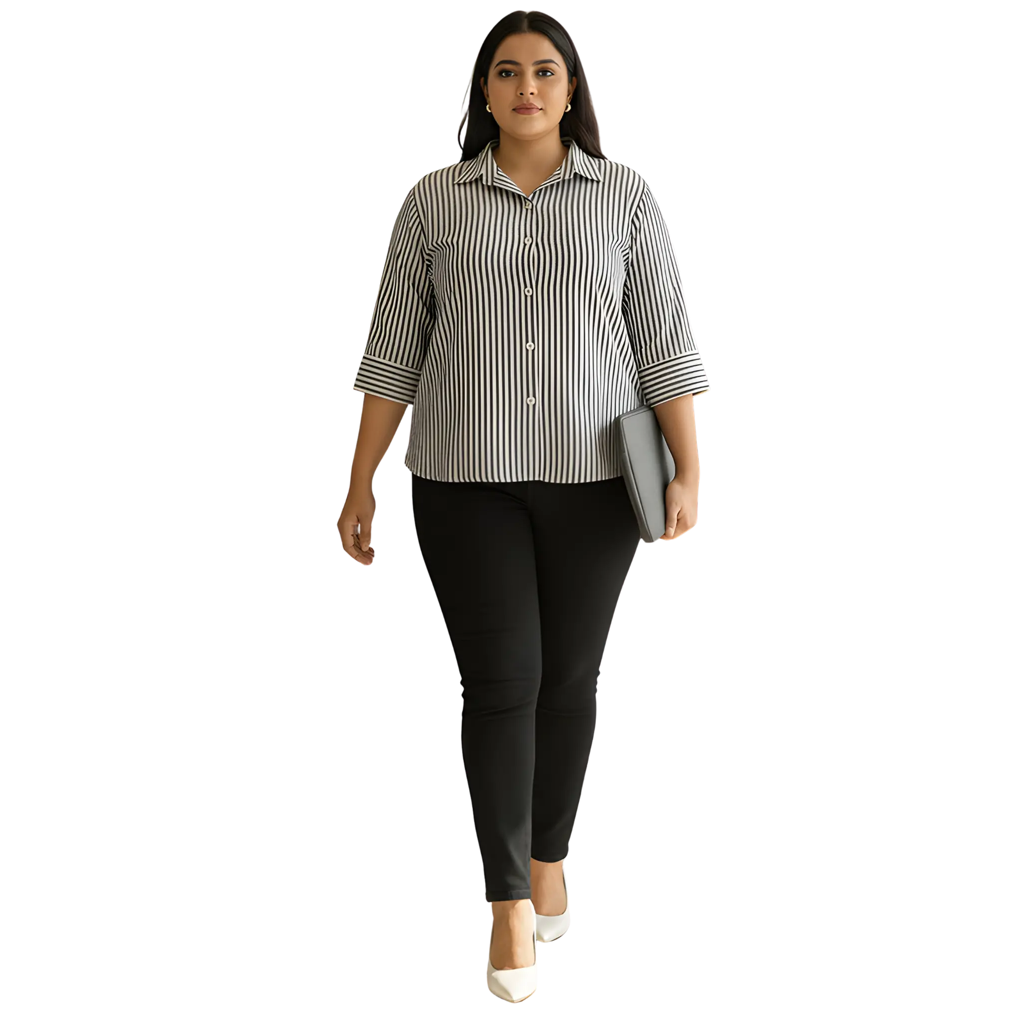 Black and White Stripe Cotton Shirt