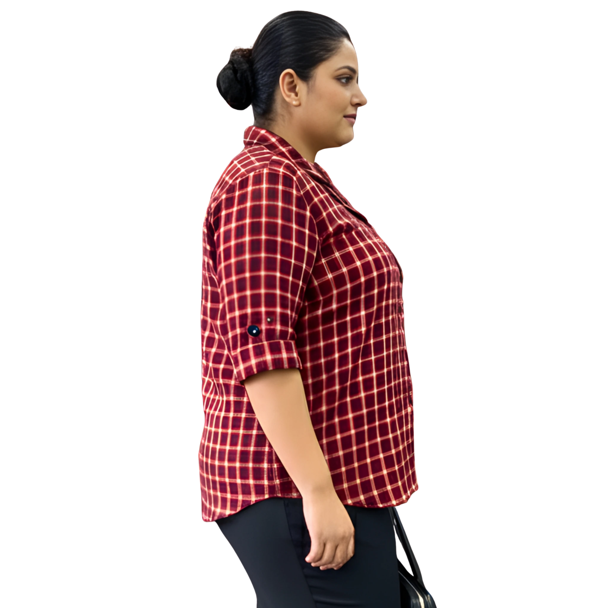 Red Woolen Checkered Plus Size Shirt