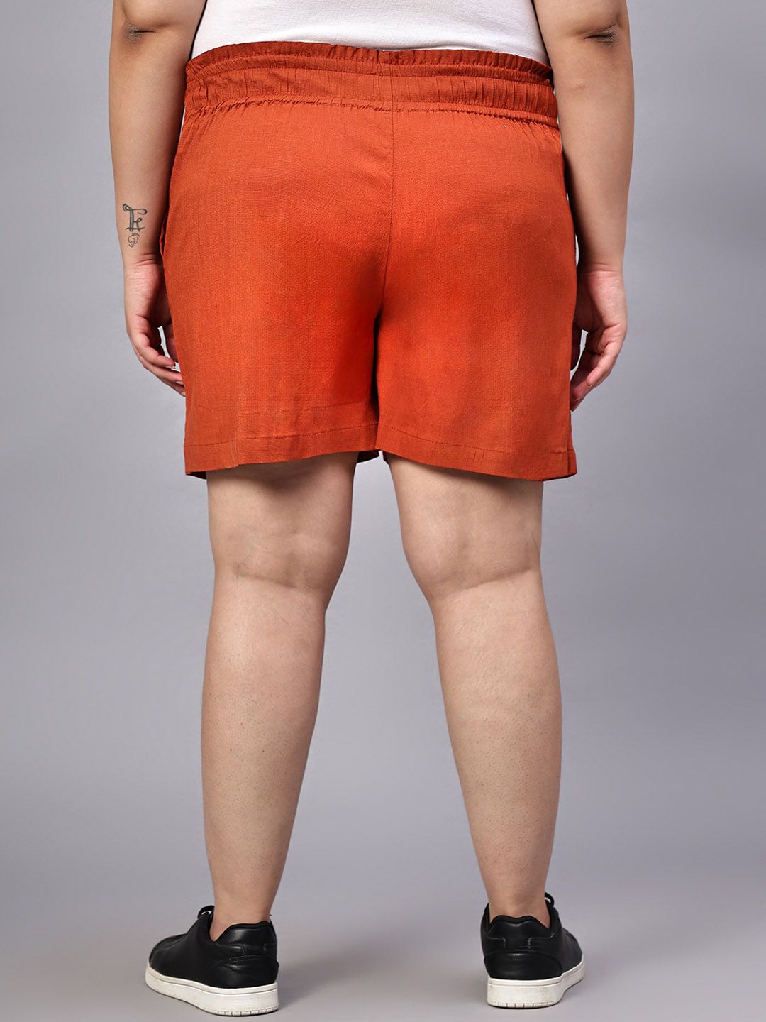 Rust Orange Cotton Plus Size Shorts — view 4
