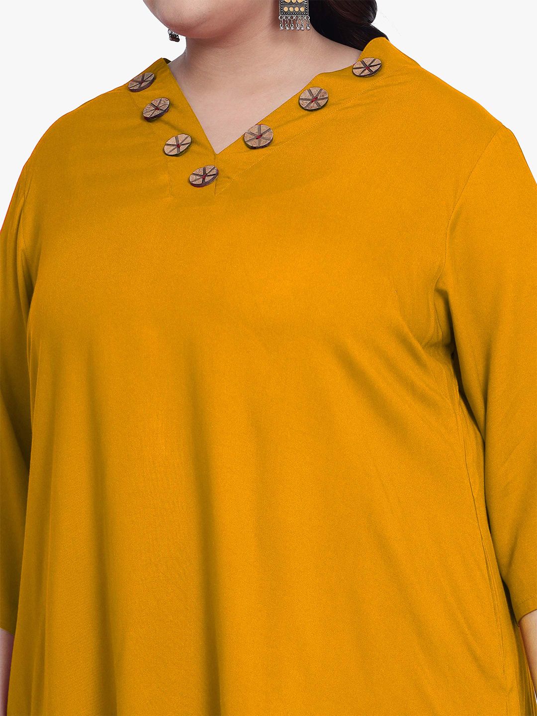 Mustard Collar Button Plus Size Tunic — view 2